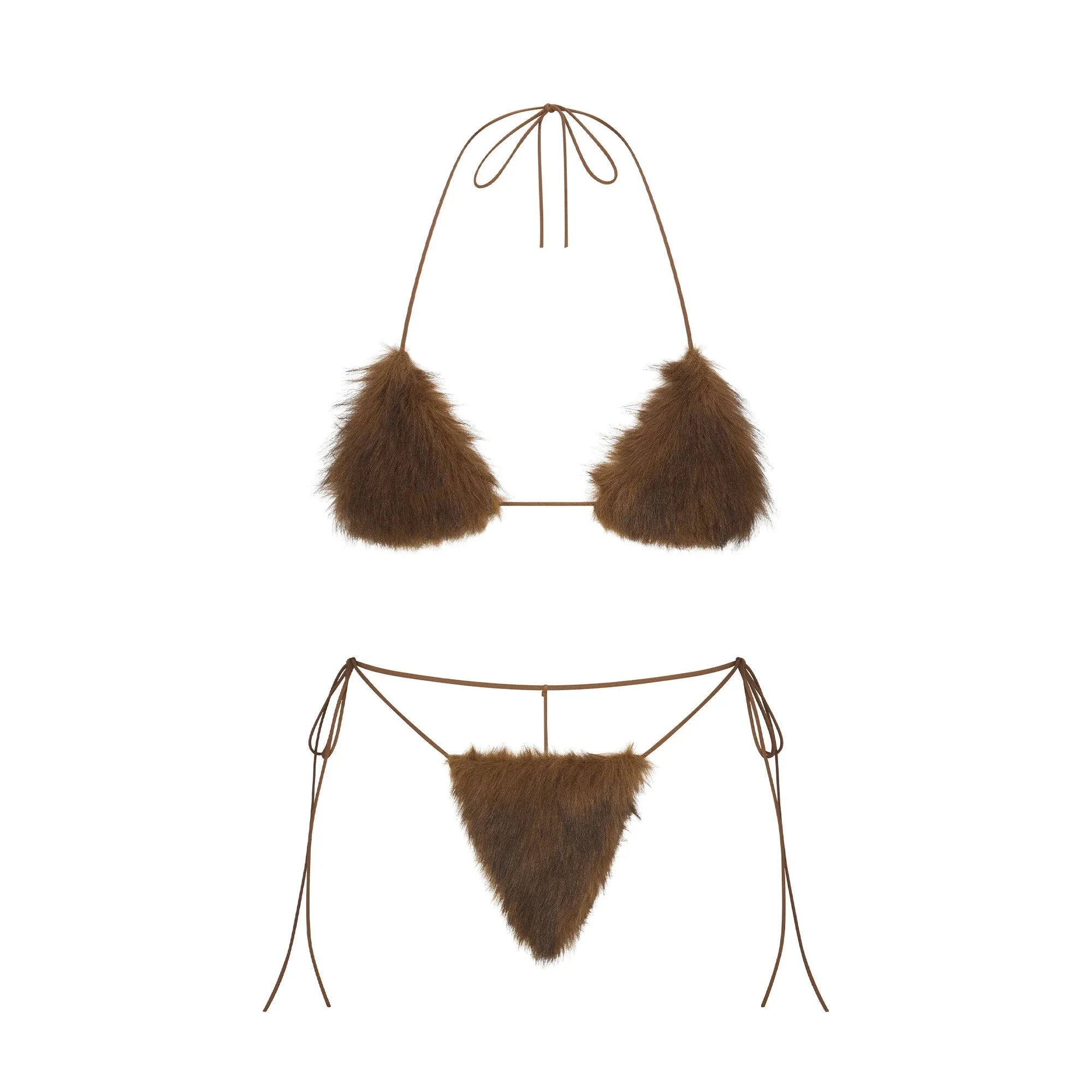SKIMS FAUX FUR TRIANGLE BRALETTE AND THONG SET | OXIDE - SÜTYEN - My Suti