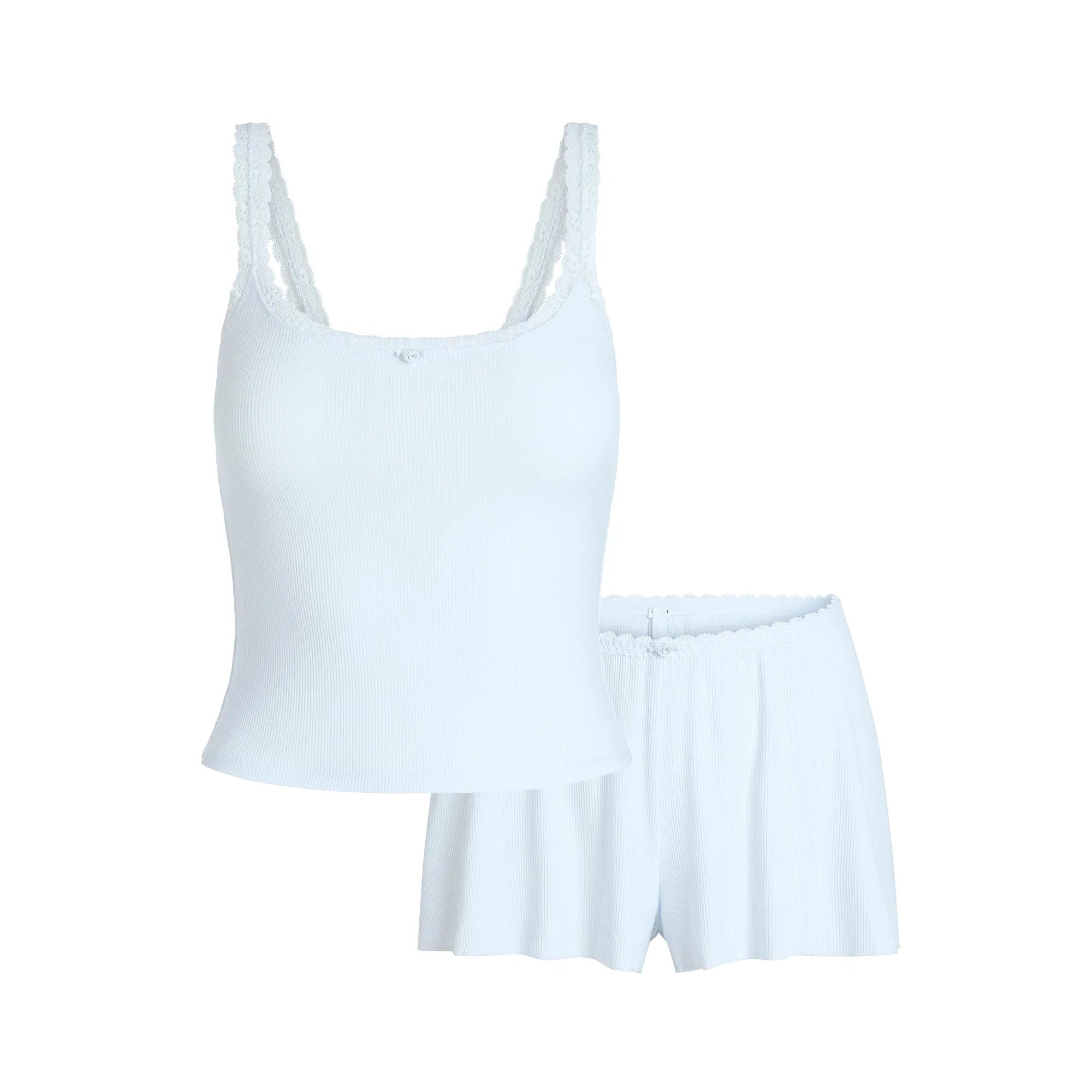 SKIMS SOFT LOUNGE LACE CAMI AND SHORT SET | BLUE QUARTZ - TAKIM - My Suti