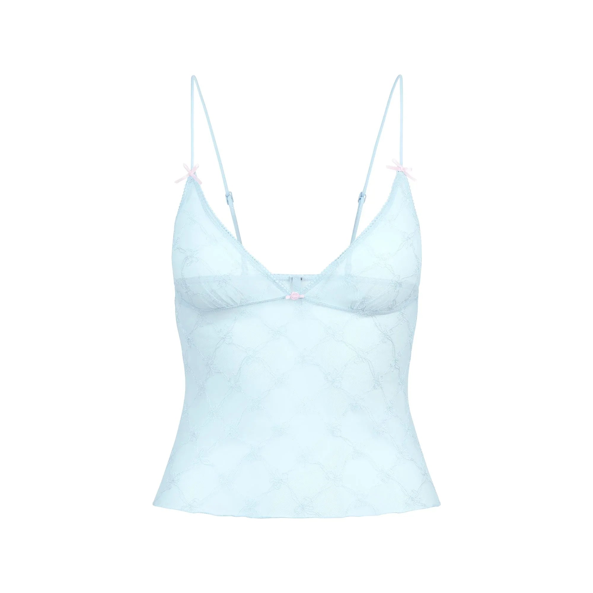SKIMS SPRING INTIMATES TRIANGLE CAMI | POWDER BLUE BOW TULLE - TİŞÖRT - My Suti