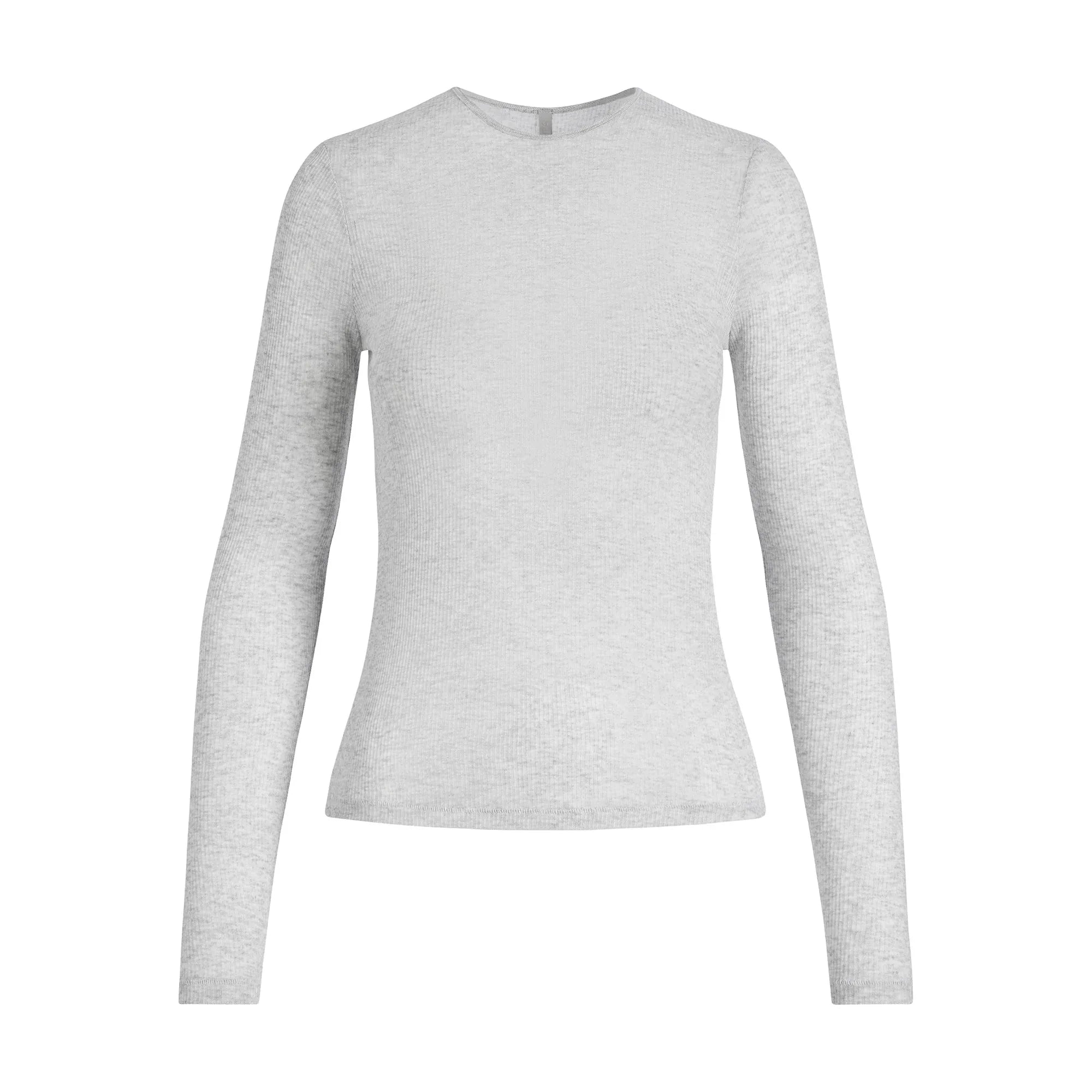 SKIMS SHEER COTTON LONG SLEEVE T-SHIRT | LIGHT HEATHER GREY - TİŞÖRT - My Suti