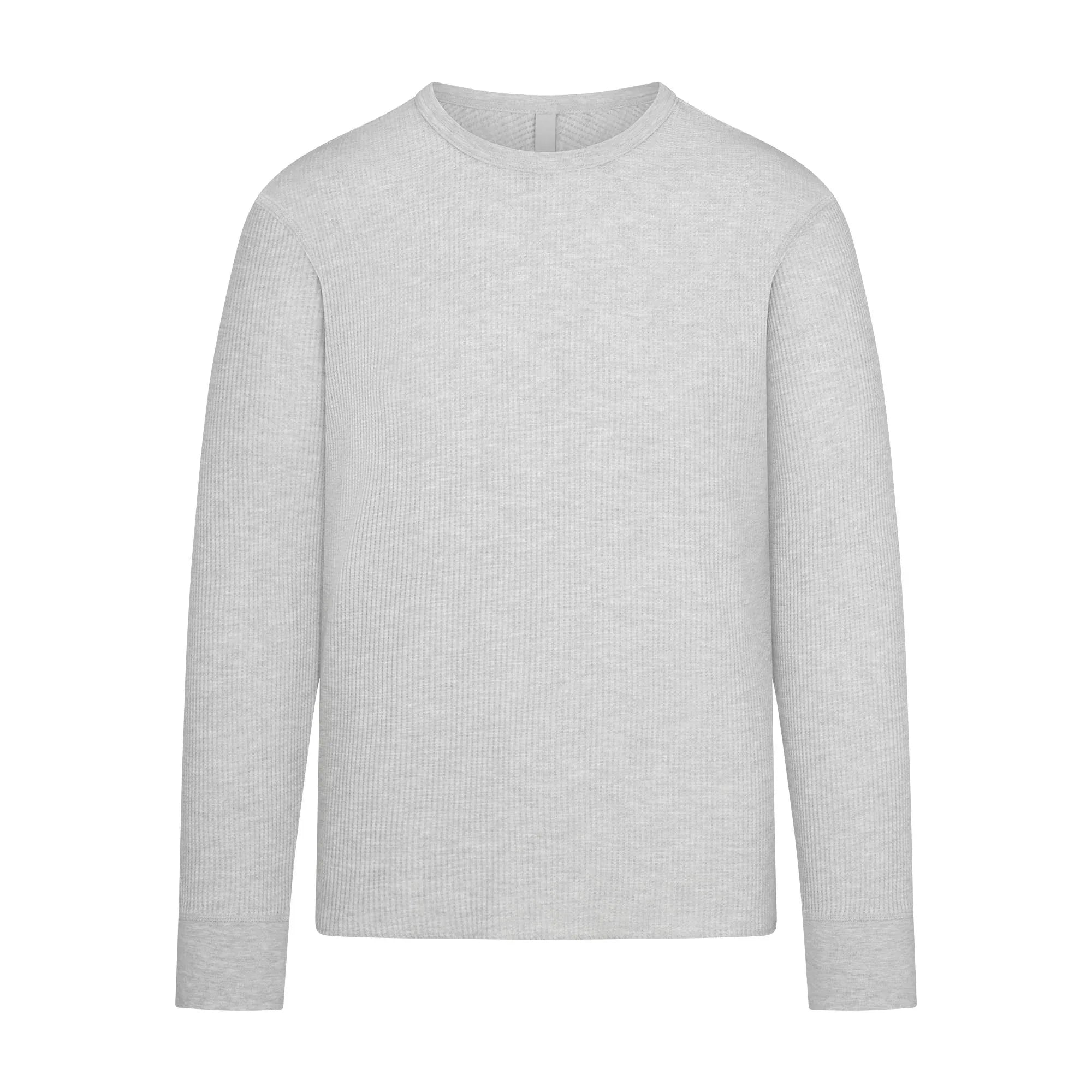 SKIMS WAFFLE MENS LONG SLEEVE T-SHIRT | LIGHT HEATHER GREY - TİŞÖRT - My Suti