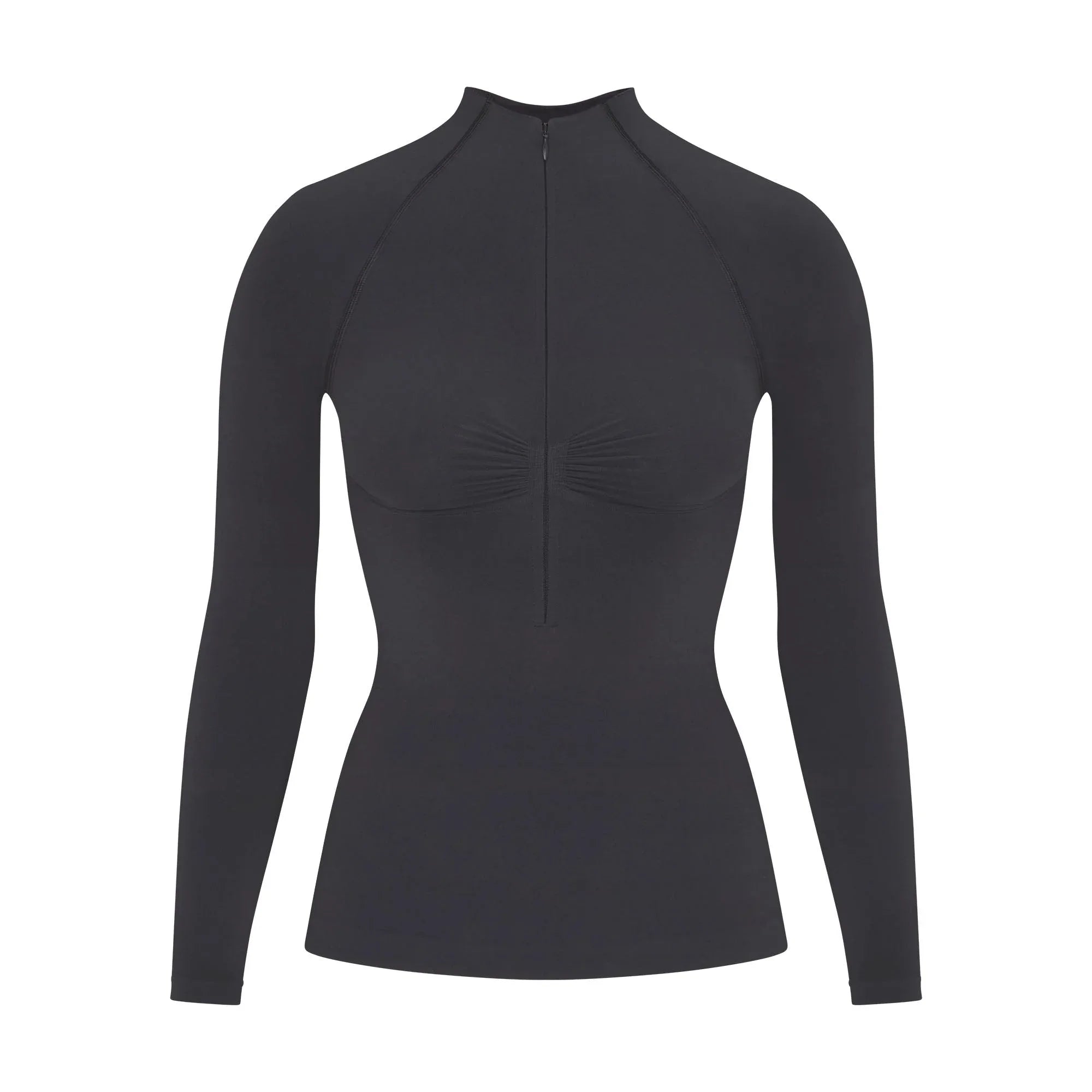 SKIMS SEAMLESS SCULPT ZIP FRONT LONG SLEEVE T-SHIRT | ASH - TİŞÖRT - My Suti