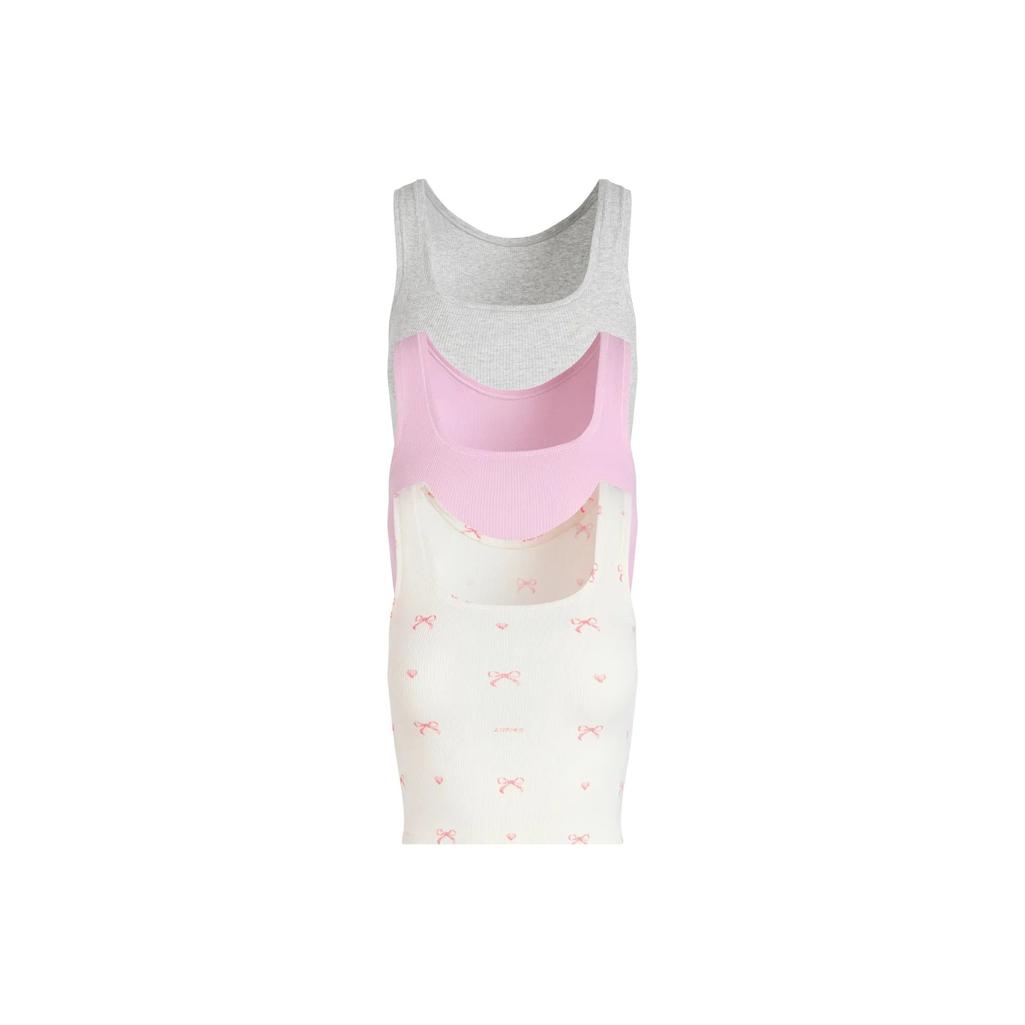 SKIMS COTTON RIB TANK 3-PACK | BABY PINK MULTI - TİŞÖRT - My Suti