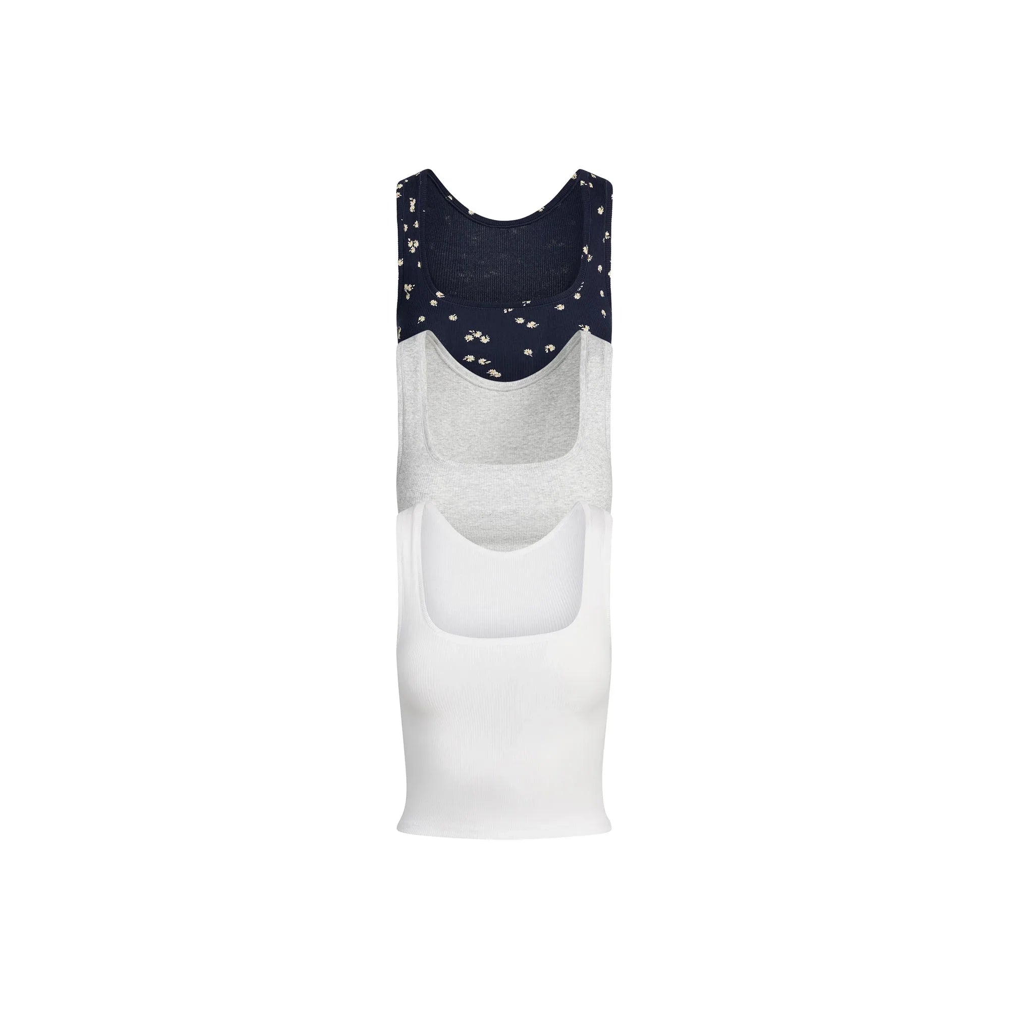 SKIMS COTTON RIB TANK 3-PACK | NAVY DAISY PRINT - TİŞÖRT - My Suti