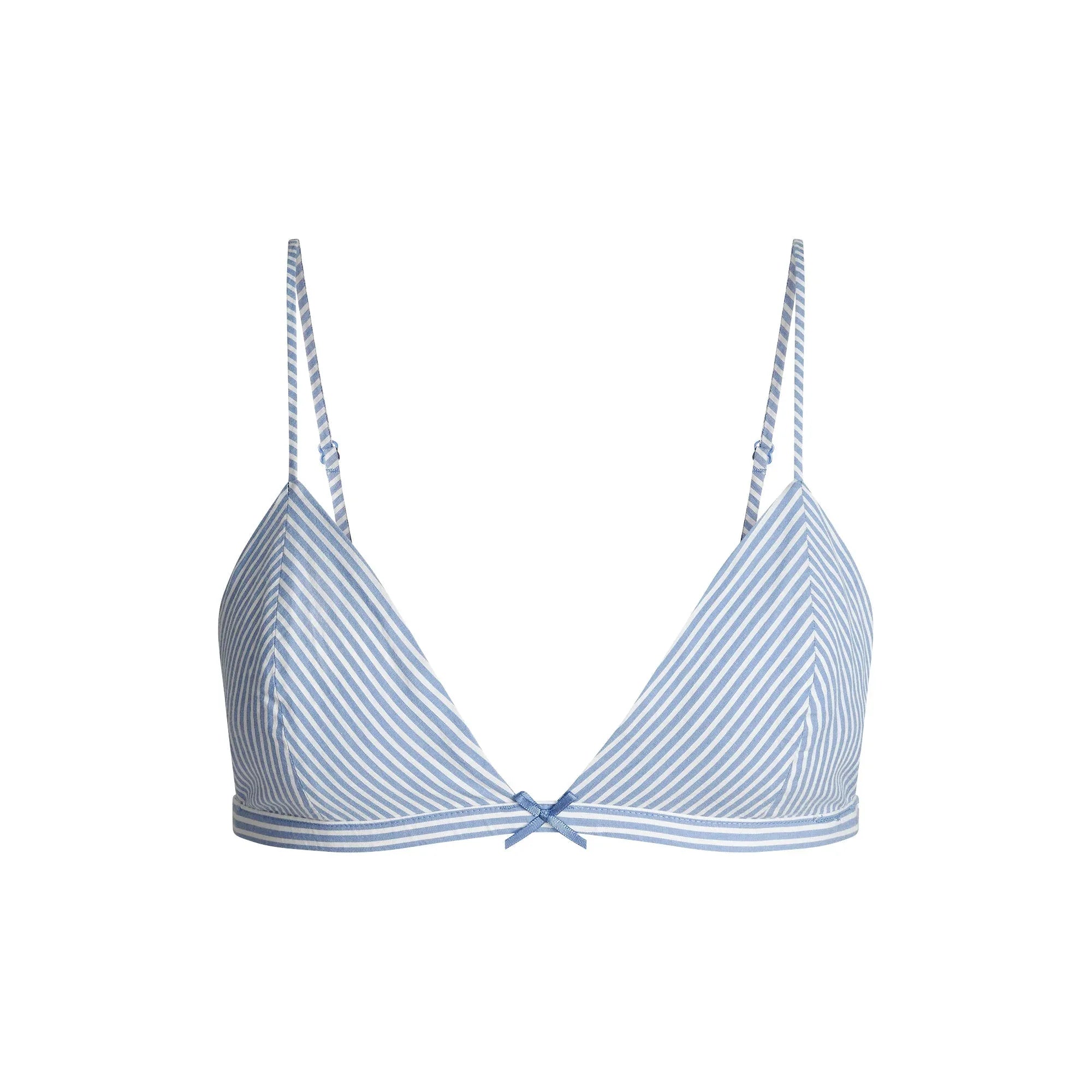 SKIMS COTTON POPLIN TRIANGLE BRALETTE | CADET STRIPE - SÜTYEN - My Suti