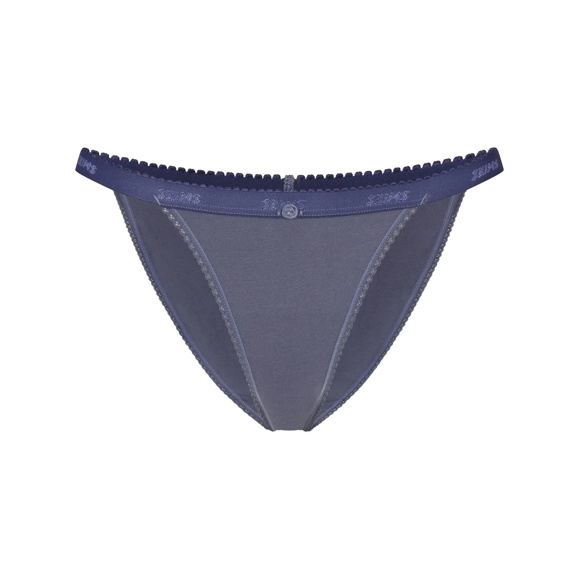 SKIMS LIGHTWEIGHT COTTON LOGO PICOT STRING BIKINI | STEEL BLUE - BİKİNİ - My Suti
