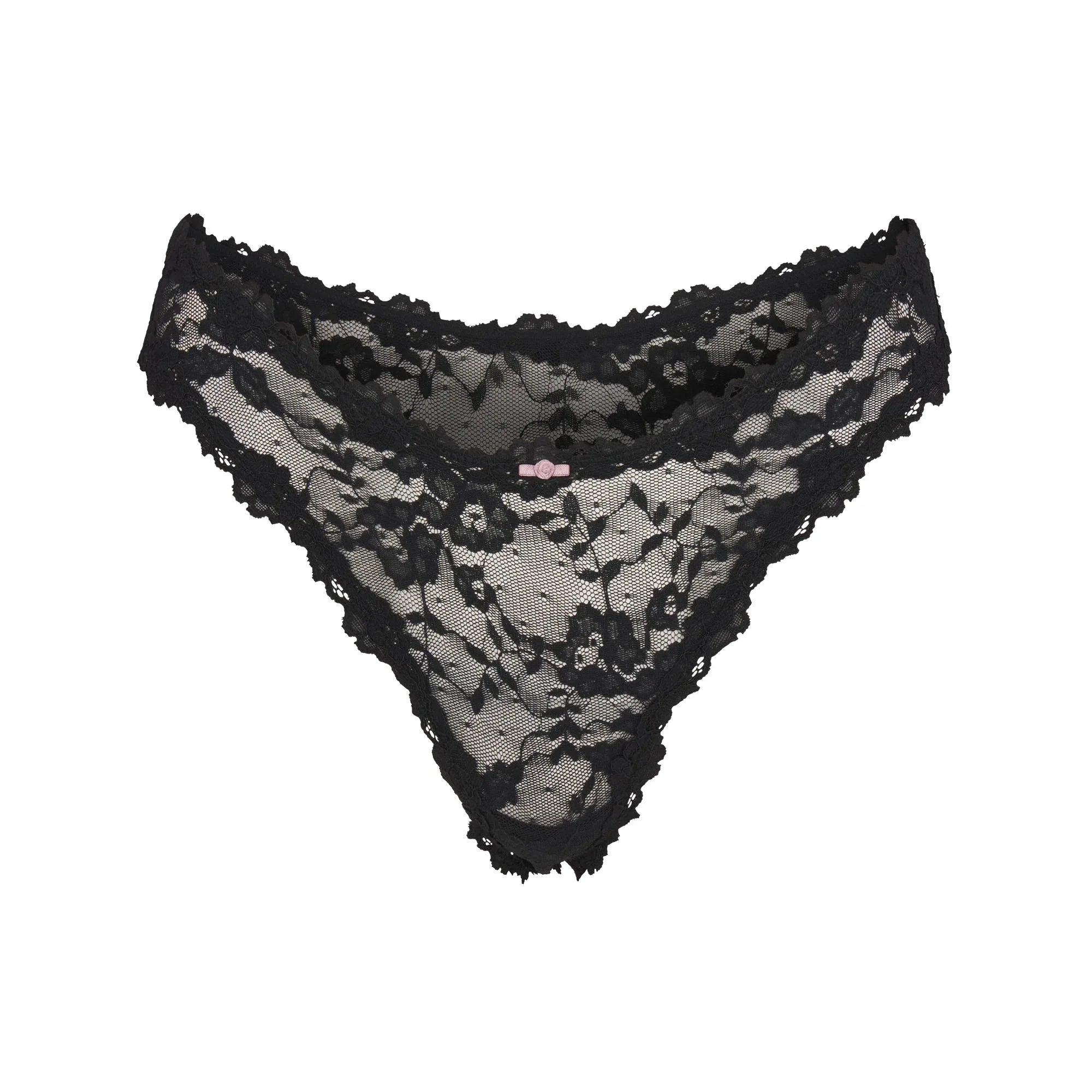SKIMS STRETCH LACE DIPPED THONG | ONYX - TANGA - My Suti