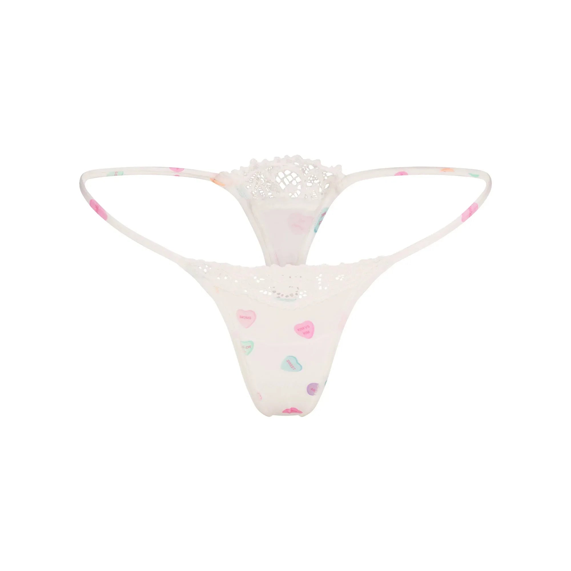 SKIMS FITS EVERYBODY LACE STRING THONG | MARBLE CANDY HEART PRINT - İP THONG - My Suti