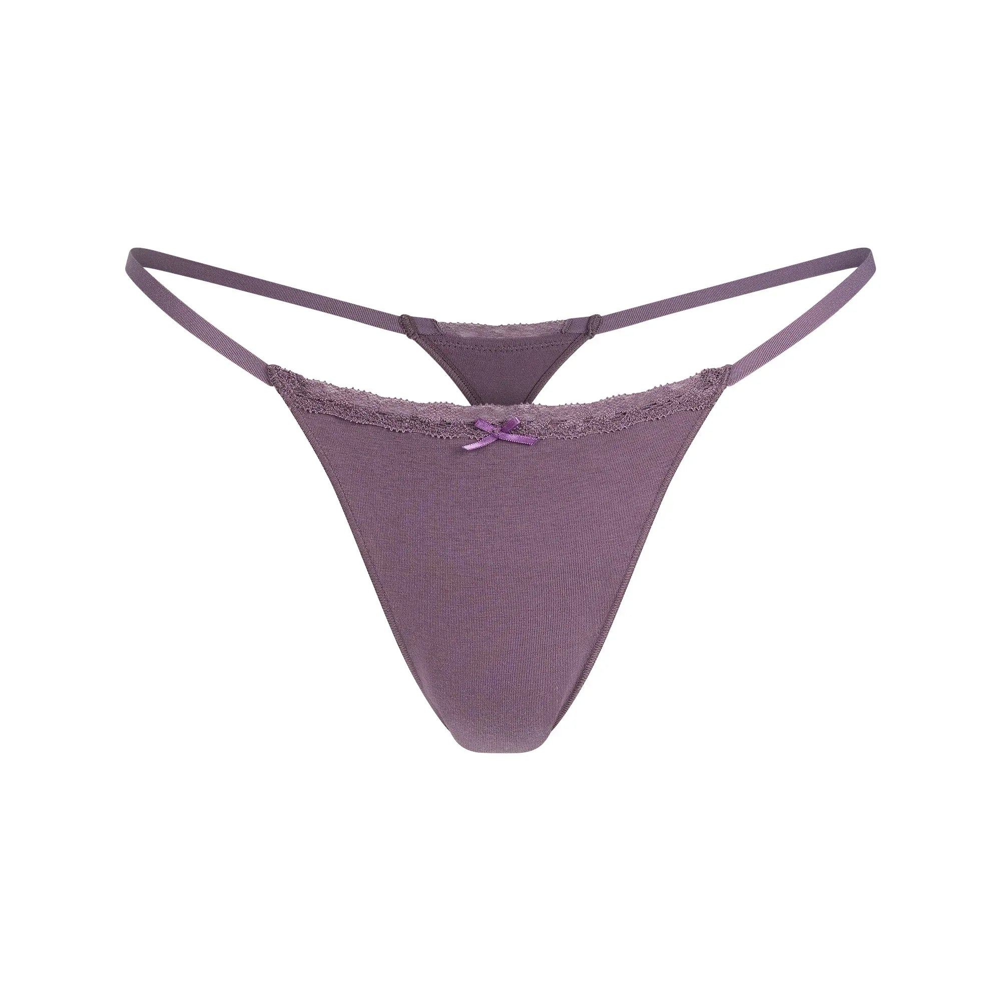 SKIMS LIGHTWEIGHT COTTON LACE STRING THONG | FIG TONAL - İP THONG - My Suti
