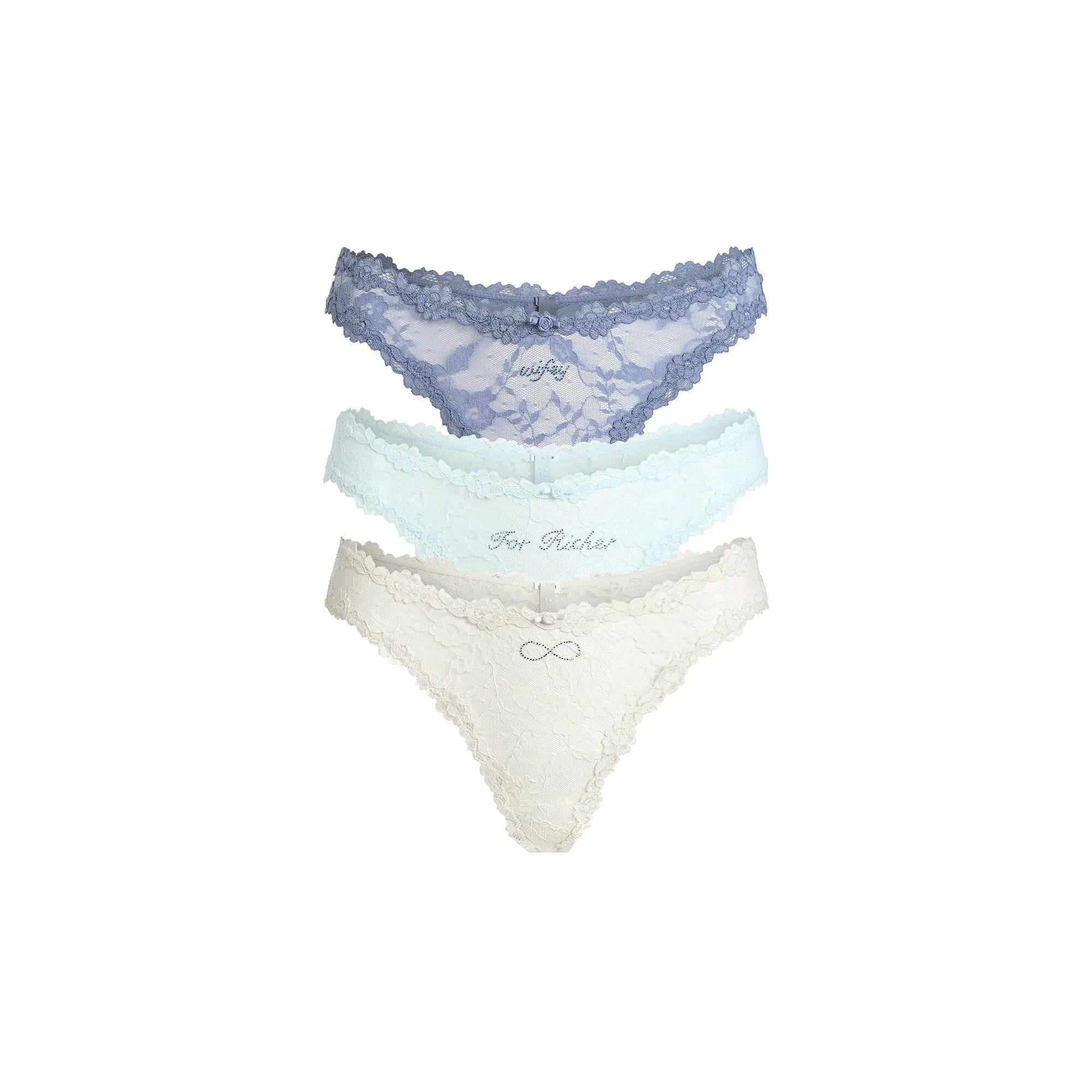 SKIMS STRETCH LACE DIPPED THONG 3-PACK | IVORY MULTI - TANGA - My Suti