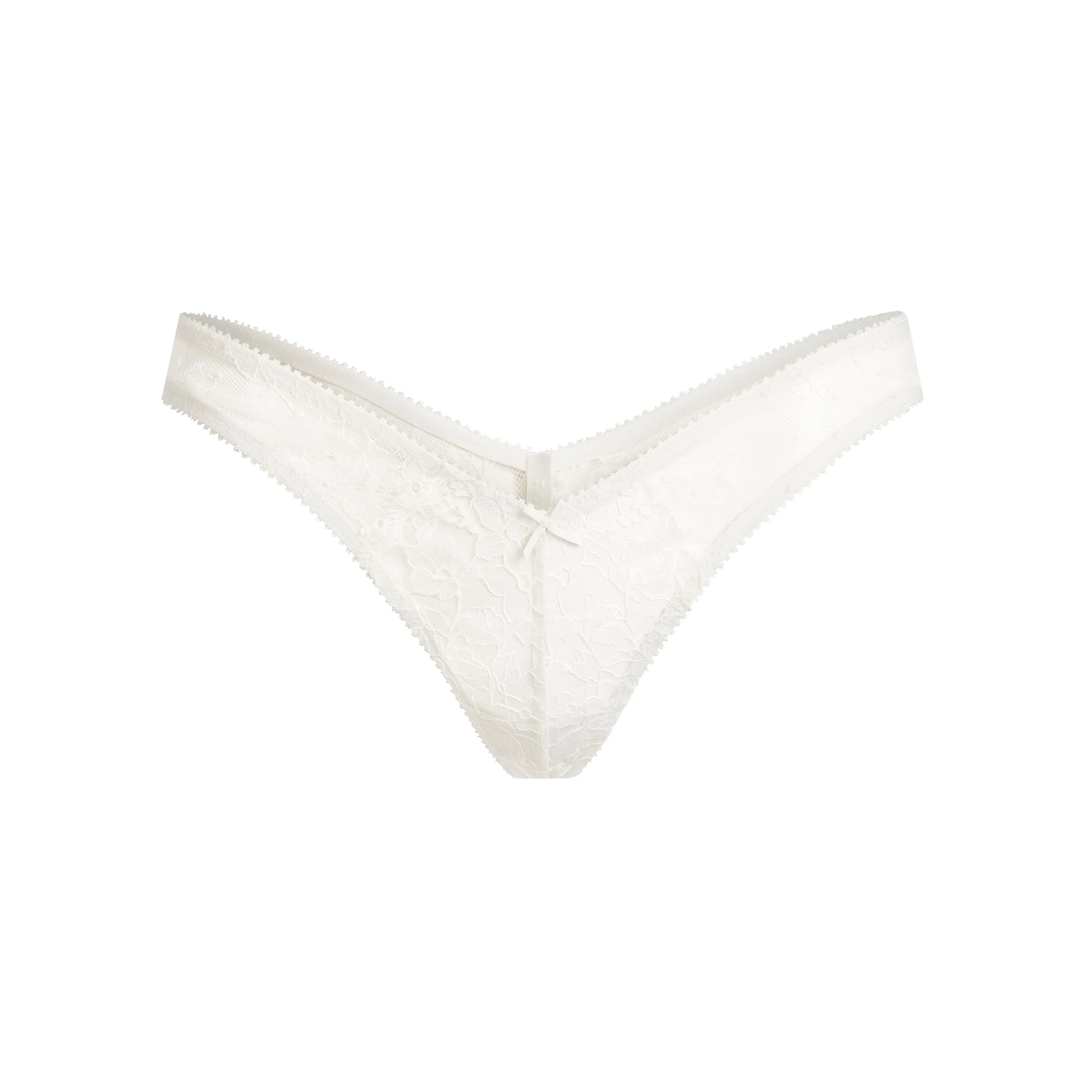 SKIMS ULTRA FINE LACE BUTTERFLY THONG | MARBLE - İP BANT - My Suti