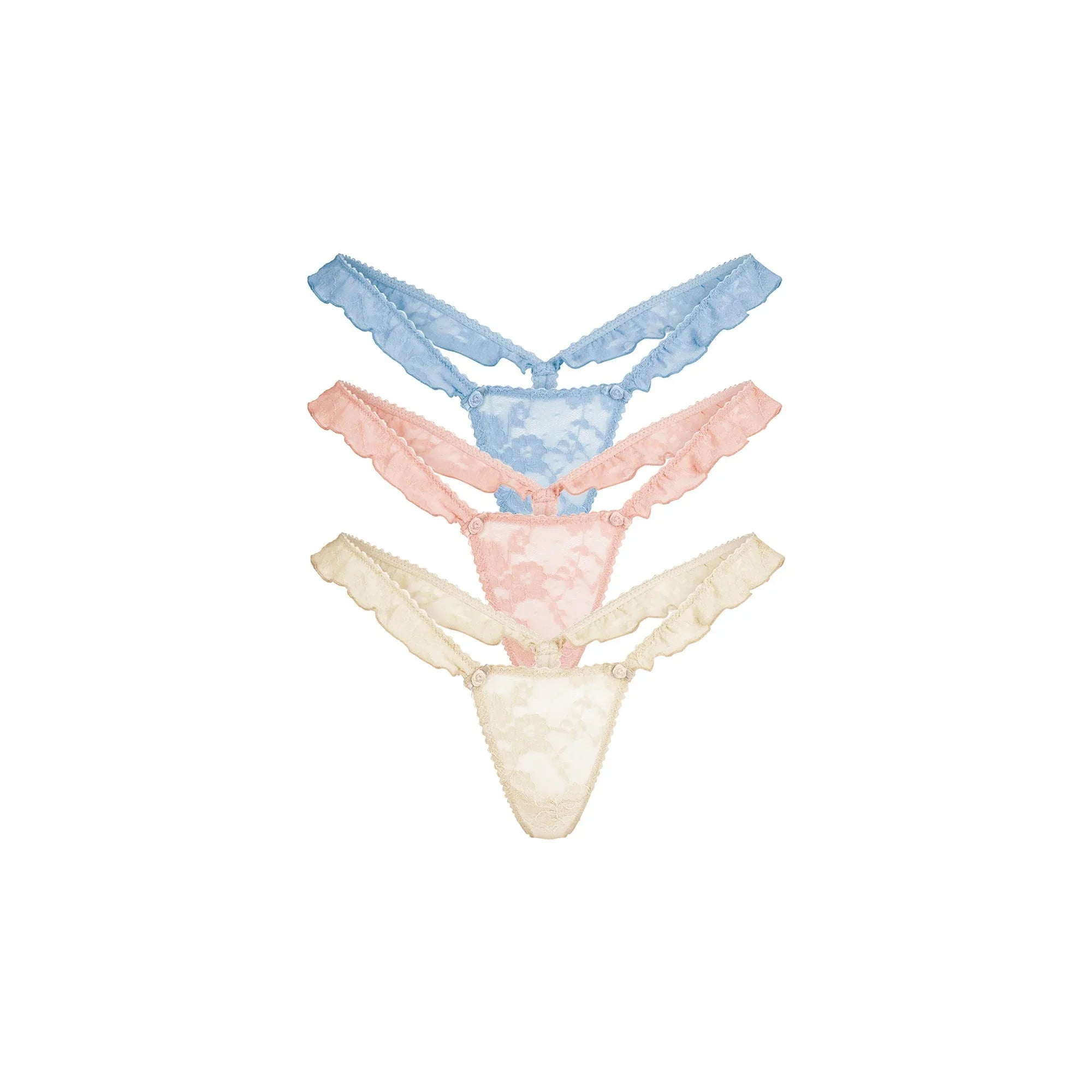 SKIMS STRETCH LACE BUTTERFLY THONG 3-PACK | VILLA MULTI - İP ASKILI TANGA - My Suti
