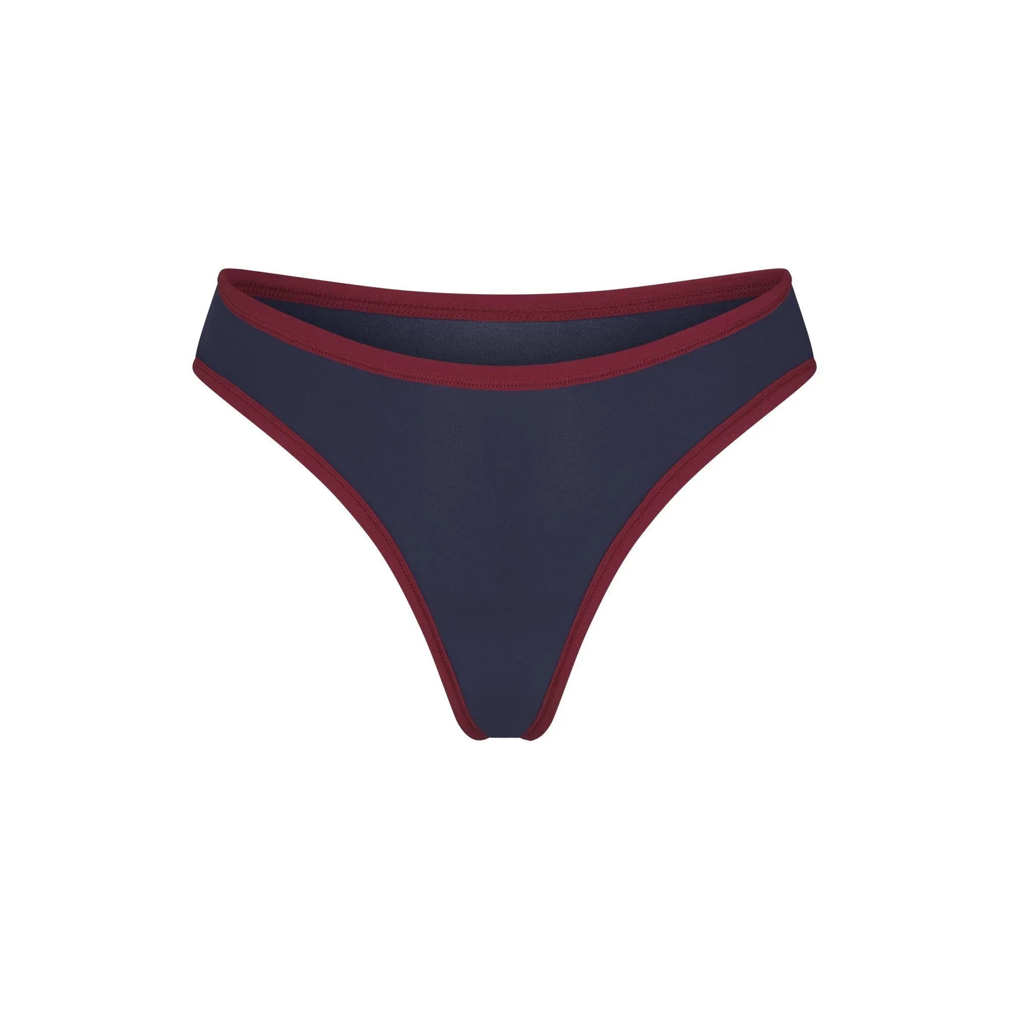SKIMS FITS EVERYBODY CONTRAST TRIM DIPPED FRONT THONG | NAVY - TANGA - My Suti