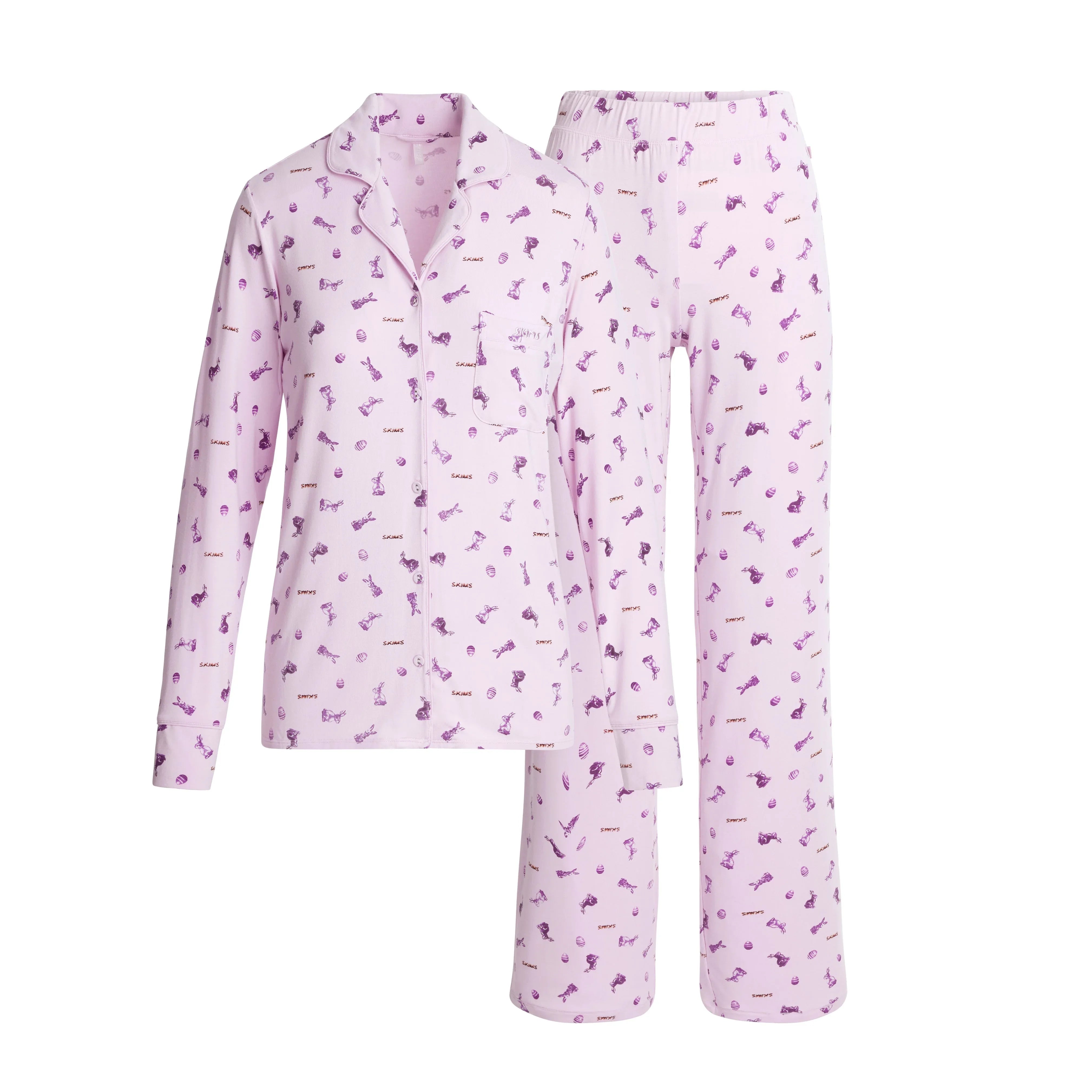 SKIMS SLEEP LONG SLEEVE BUTTON UP SET | WILDROSE BUNNY PRINT - PİJAMA TAKIMI - My Suti