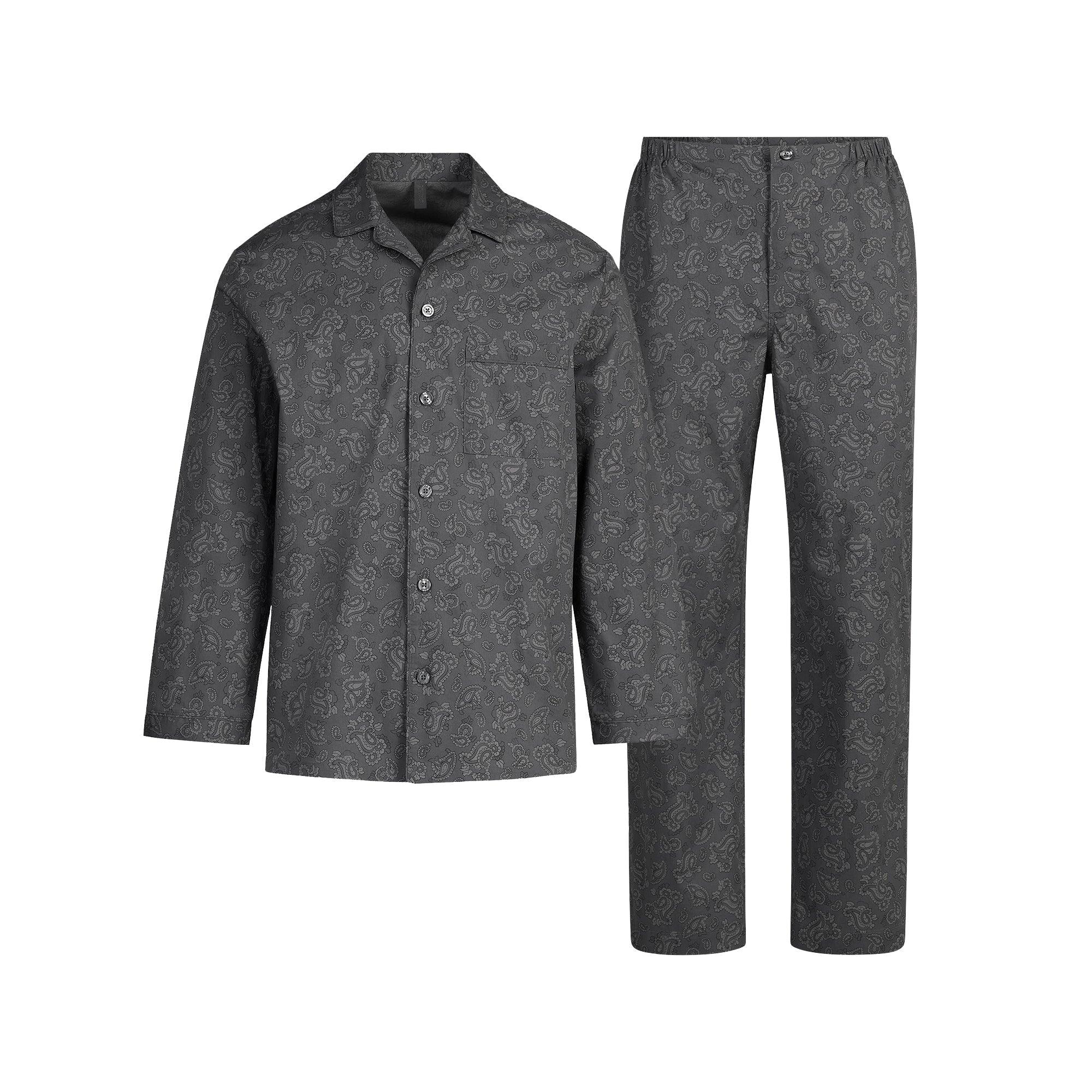 SKIMS COTTON POPLIN MENS LONG SLEEP SET | ASH PAISLEY PRINT - PİJAMA TAKIMI - My Suti