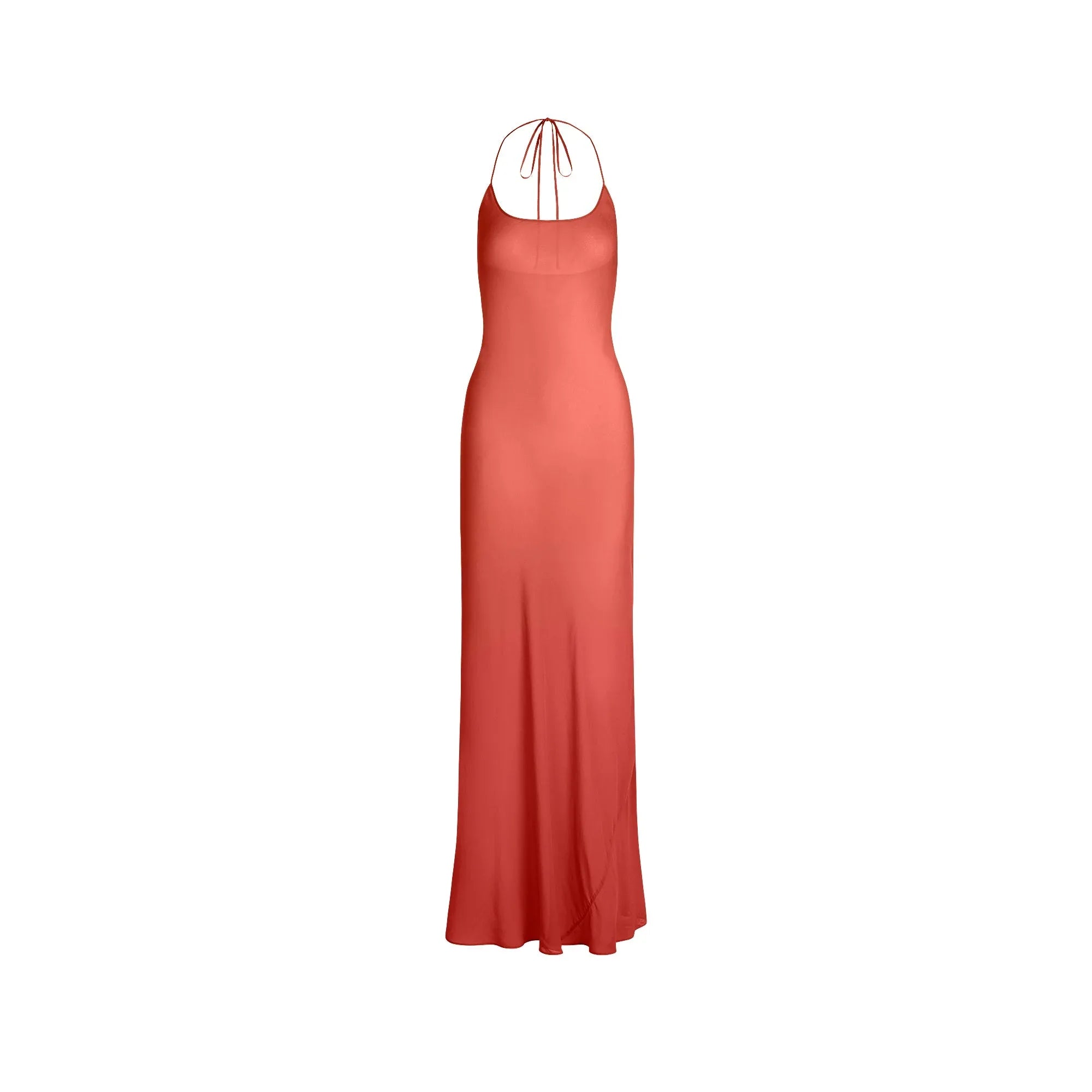 SKIMS SHEER COVER-UPS LONG HALTER DRESS | AUBURN - ELBİSE - My Suti