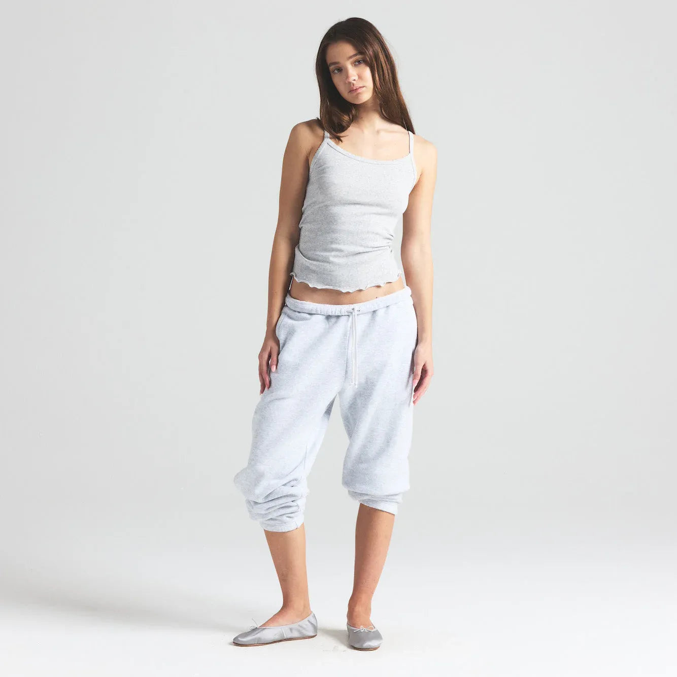 SKIMS DROP NEEDLE POINTELLE LONG CAMI | LIGHT HEATHER GREY - TİŞÖRT - My Suti