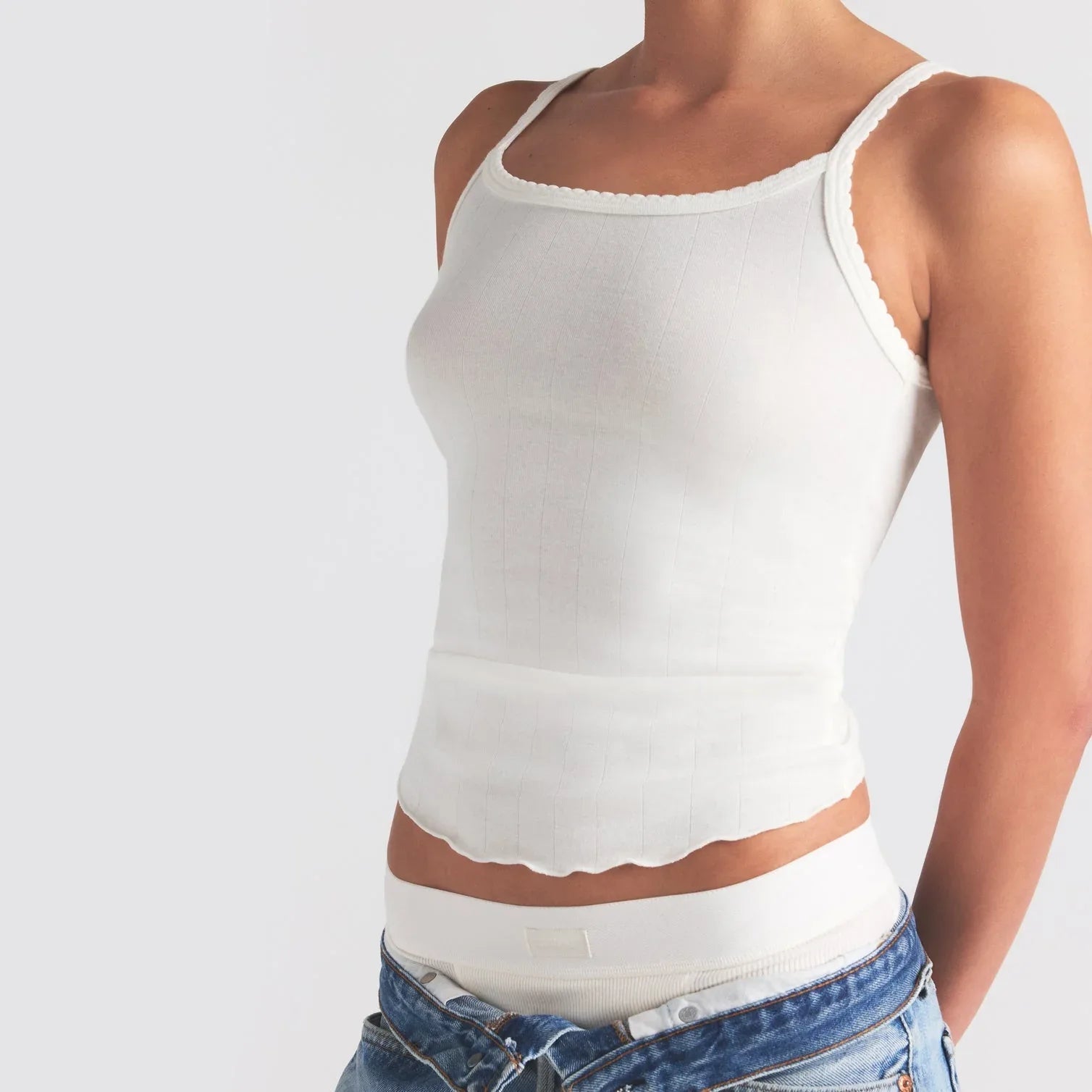 SKIMS DROP NEEDLE POINTELLE LONG CAMI | MARBLE - TİŞÖRT - My Suti