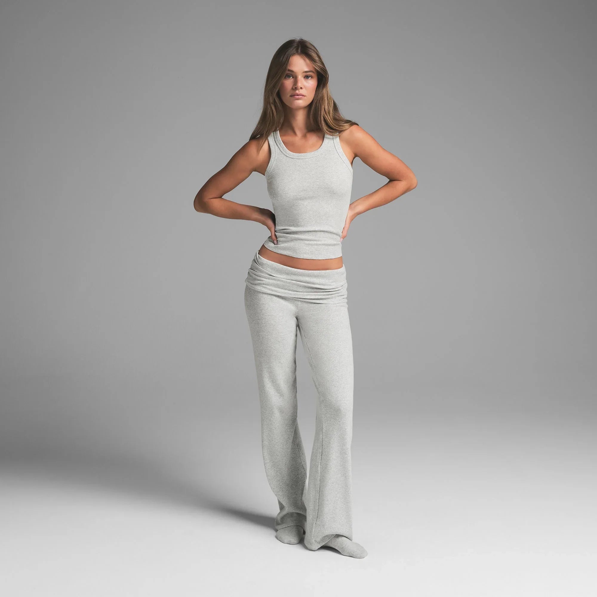 SKIMS COTTON RIB SCOOP NECK TANK | LIGHT HEATHER GREY - TİŞÖRT - My Suti