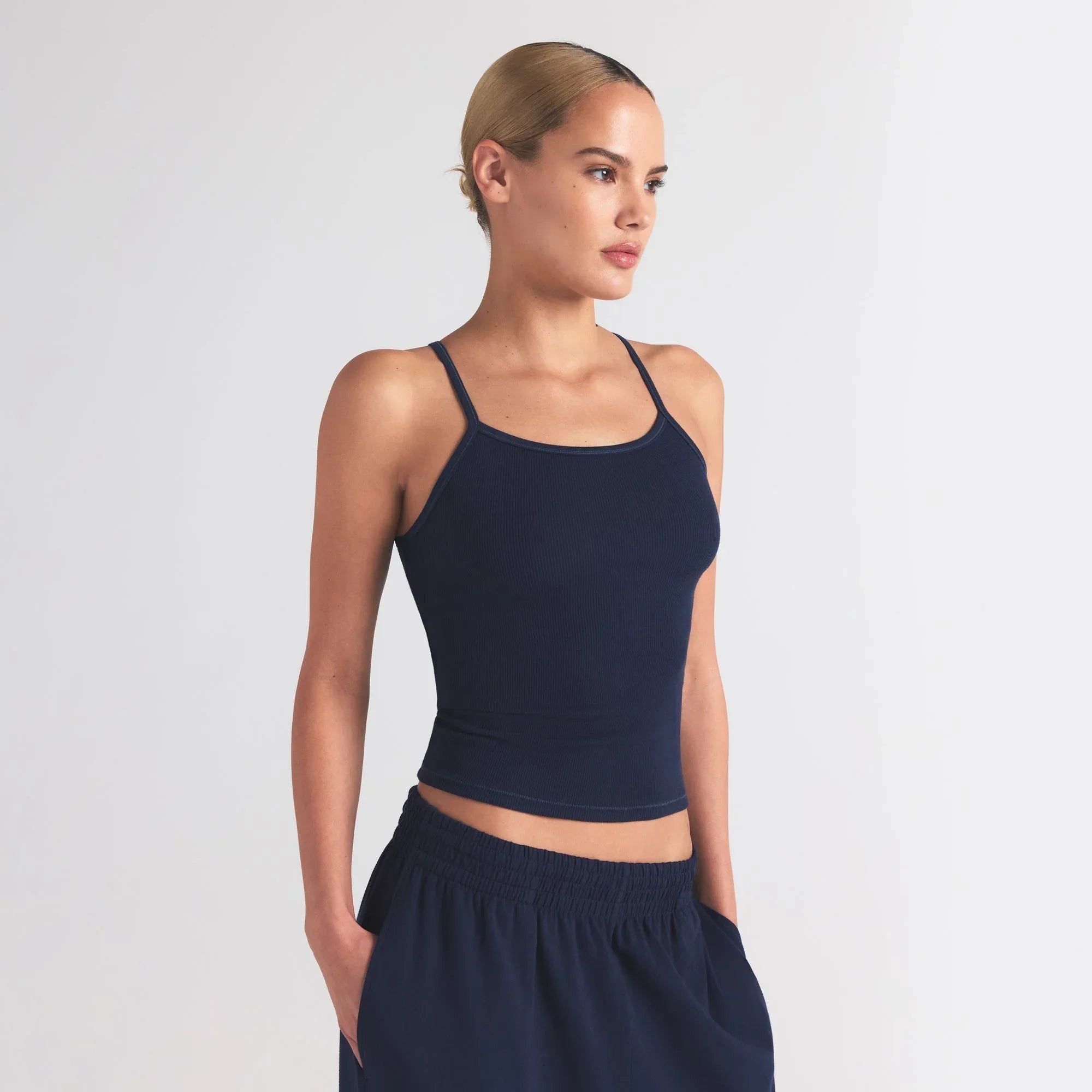 SKIMS COTTON RIB LONG CAMI | NAVY - TİŞÖRT - My Suti