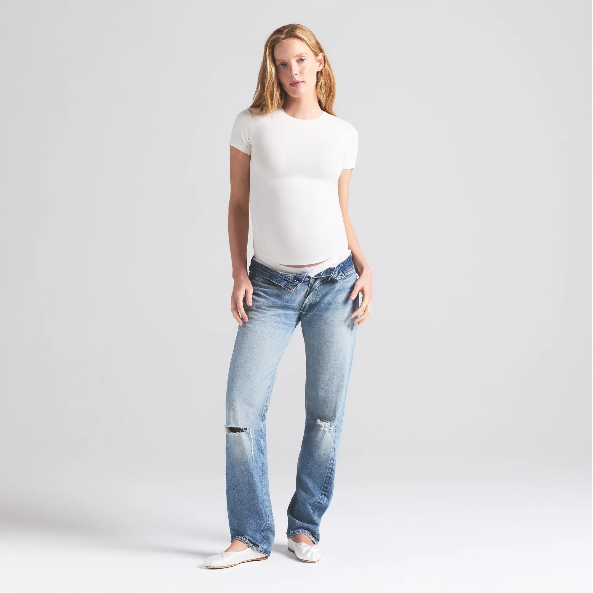 SKIMS COTTON JERSEY MATERNITY T-SHIRT | MARBLE - TİŞÖRT - My Suti