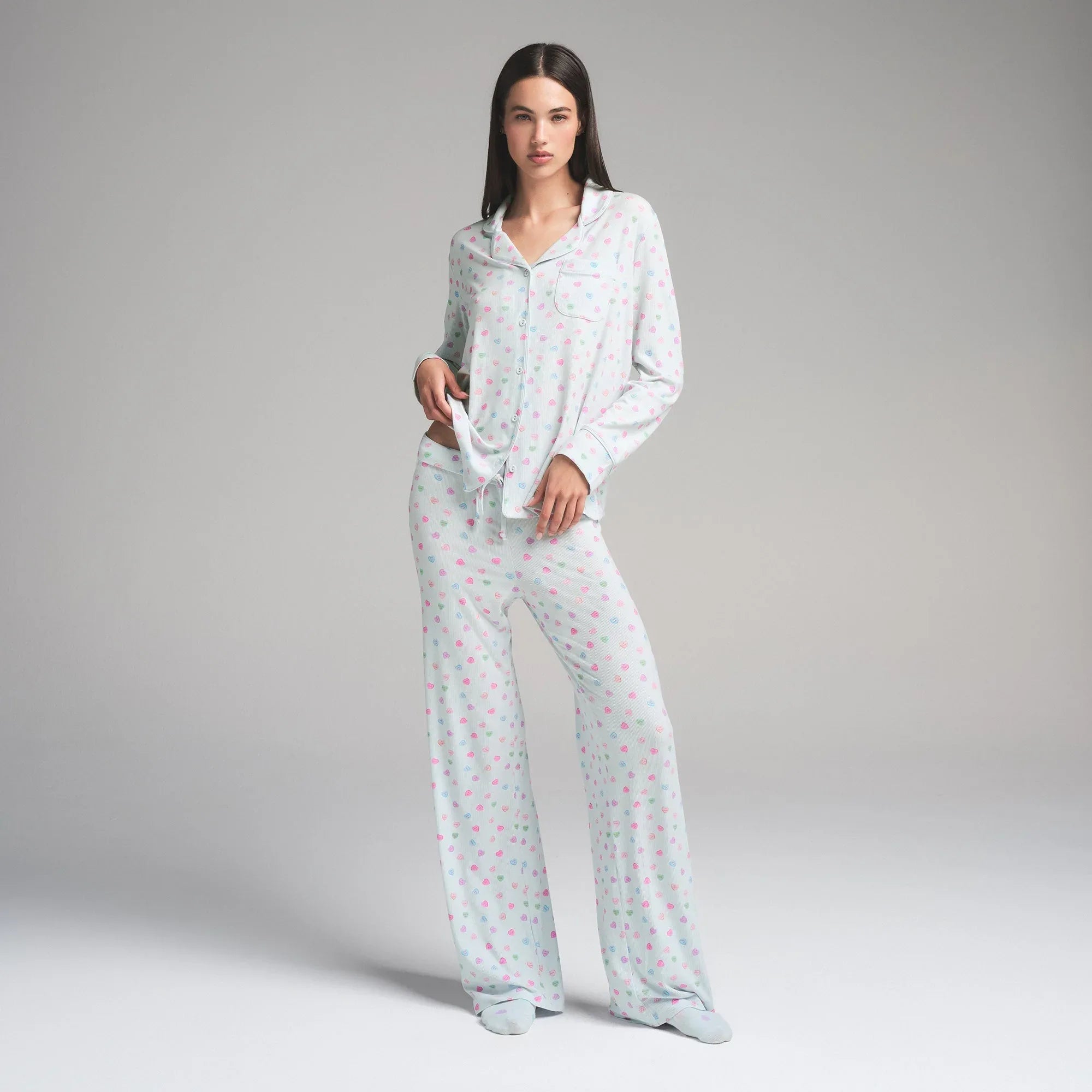 SKIMS SOFT LOUNGE SLEEP SET | CLOUD CANDY HEART PRINT - PİJAMA TAKIMI - My Suti