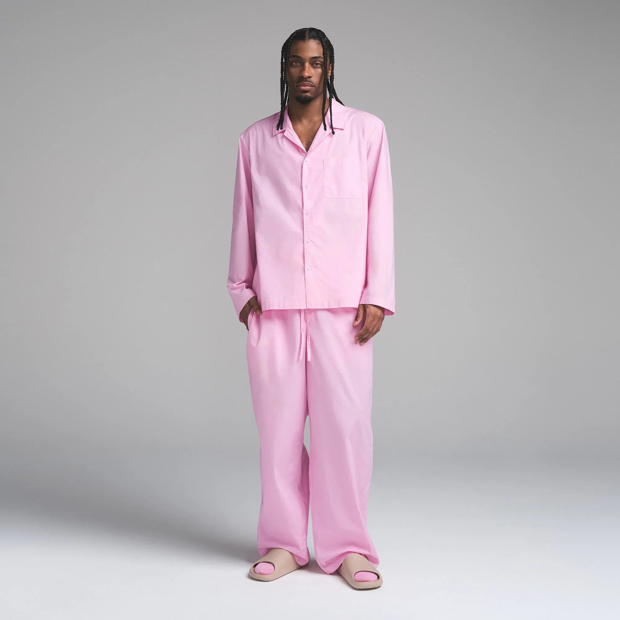 SKIMS COTTON POPLIN MENS LONG SLEEP SET | BUBBLE GUM - PİJAMA TAKIMI - My Suti