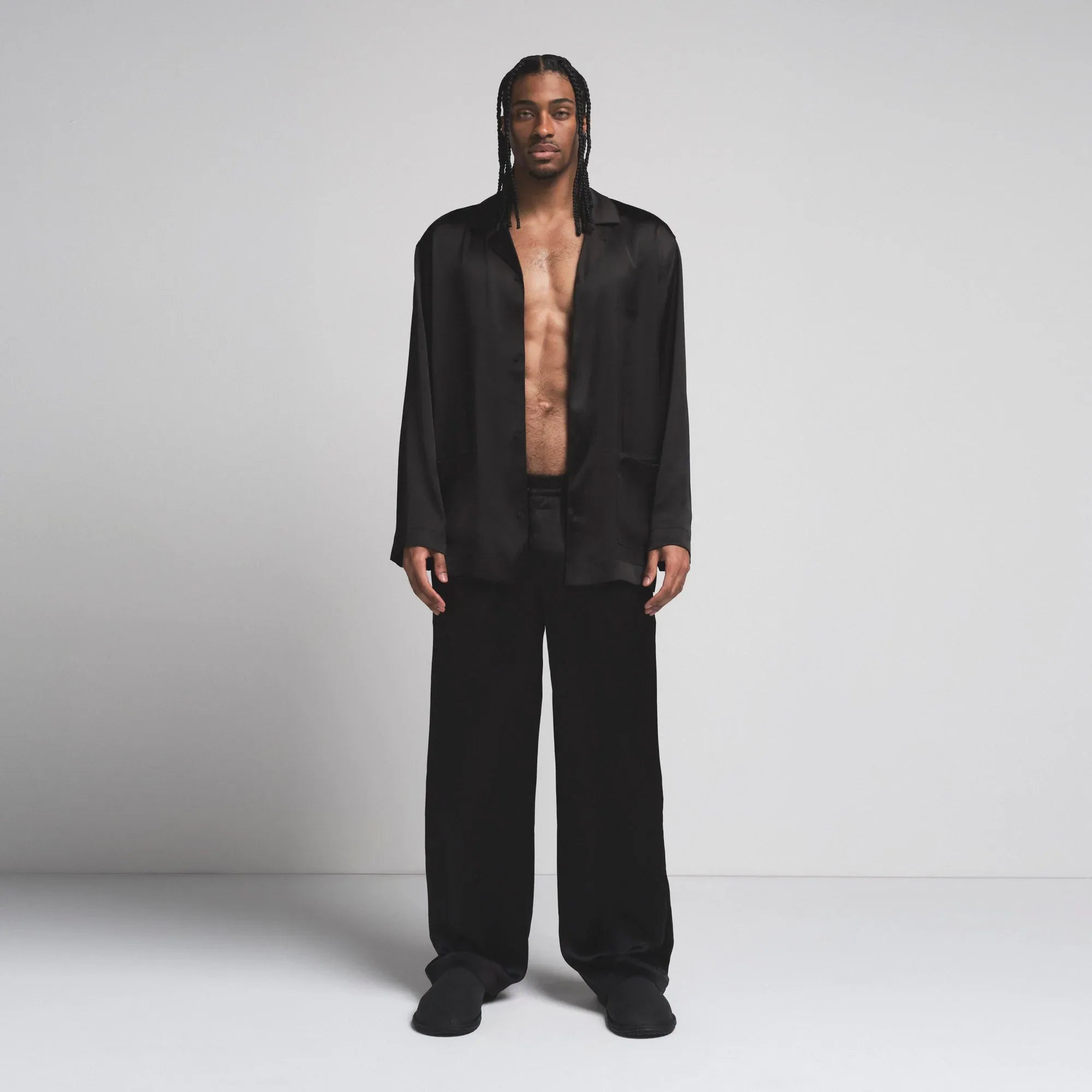 SKIMS SATEEN SLEEP MENS LONG SLEEP SET | ONYX - PİJAMA TAKIMI - My Suti