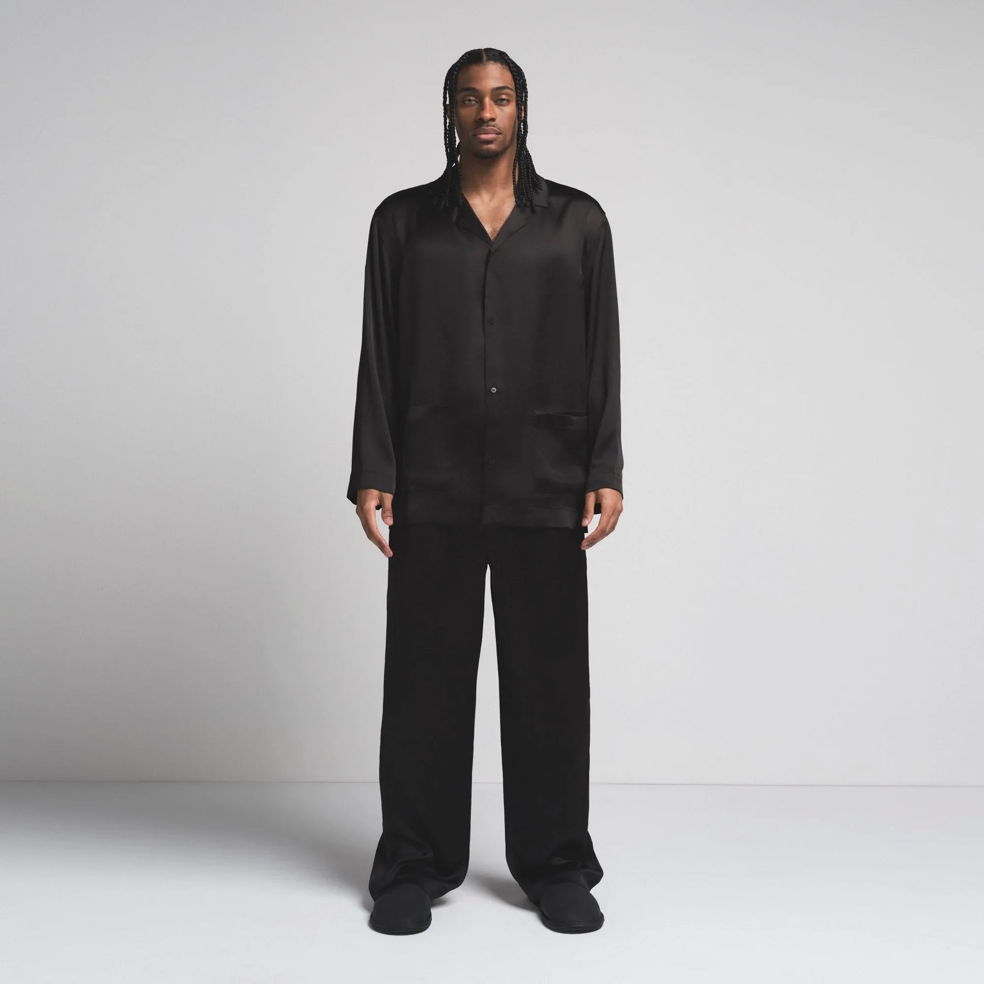 SKIMS SATEEN SLEEP MENS LONG SLEEP SET | ONYX - PİJAMA TAKIMI - My Suti