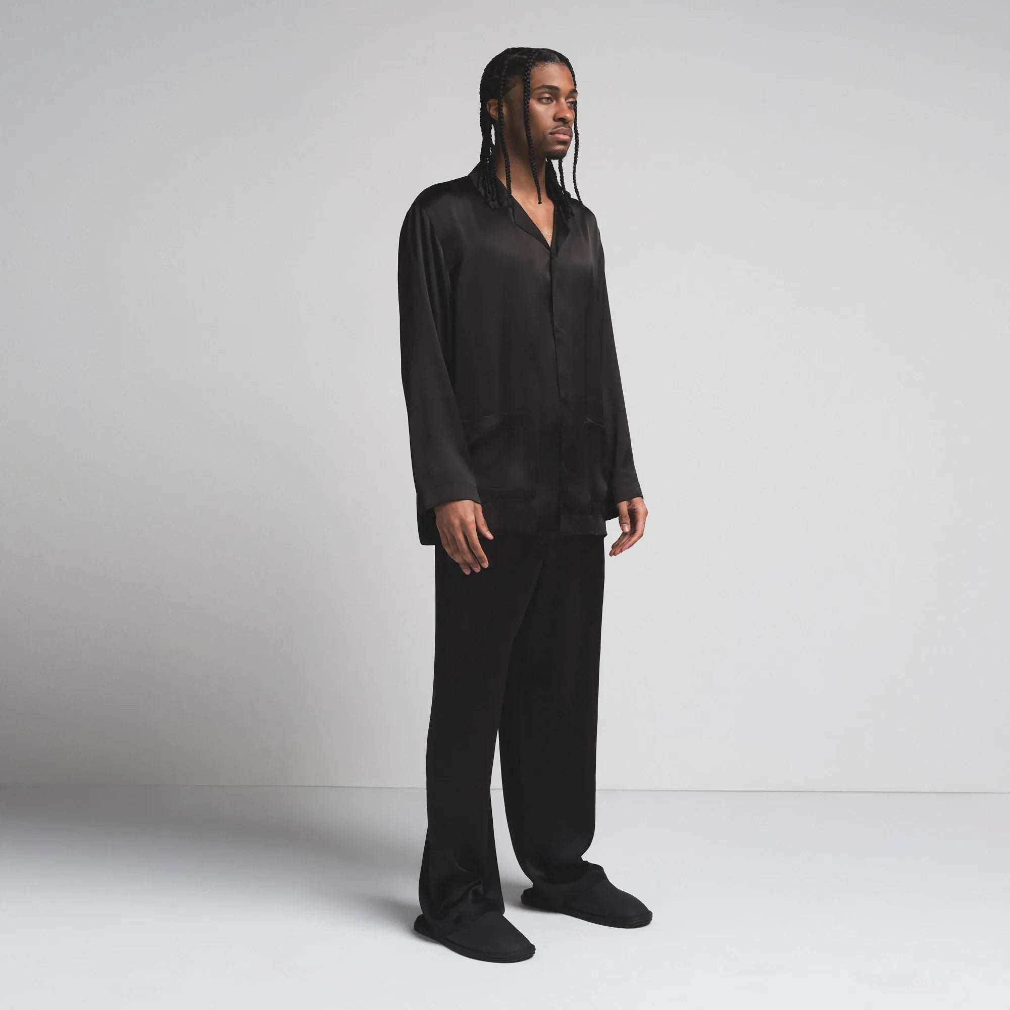 SKIMS SATEEN SLEEP MENS LONG SLEEP SET | ONYX - PİJAMA TAKIMI - My Suti