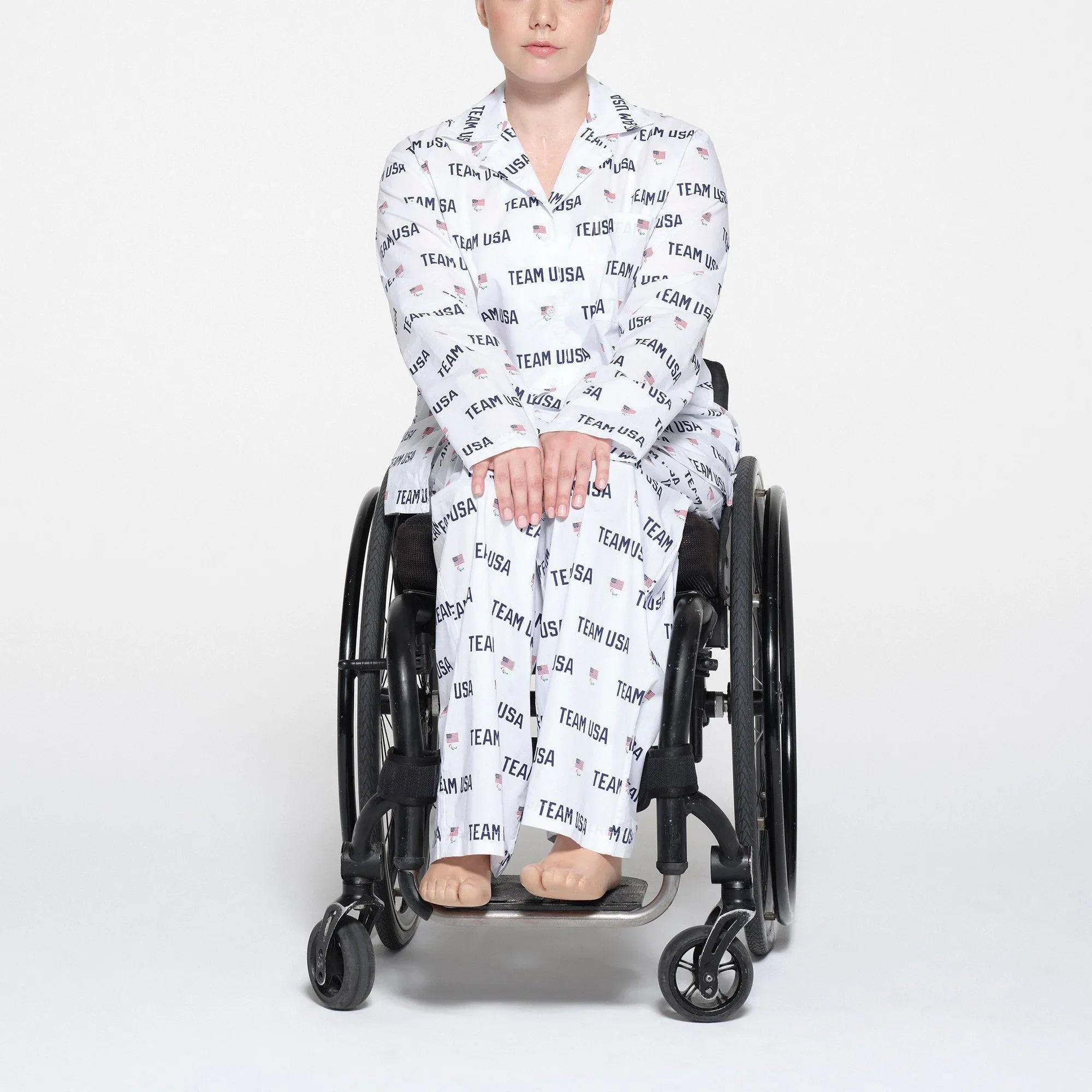 SKIMS FOR TEAM USA COTTON POPLIN SLEEP PARALYMPIC LONG SET | WHITE - PİJAMA TAKIMI - My Suti