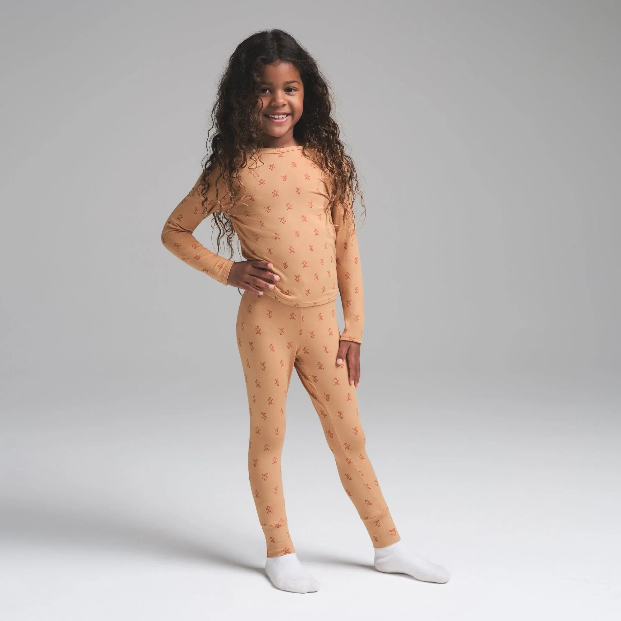 SKIMS SLEEP KIDS SLEEP SET | CARAMEL GINGERBREAD PRINT - PİJAMA TAKIMI - My Suti