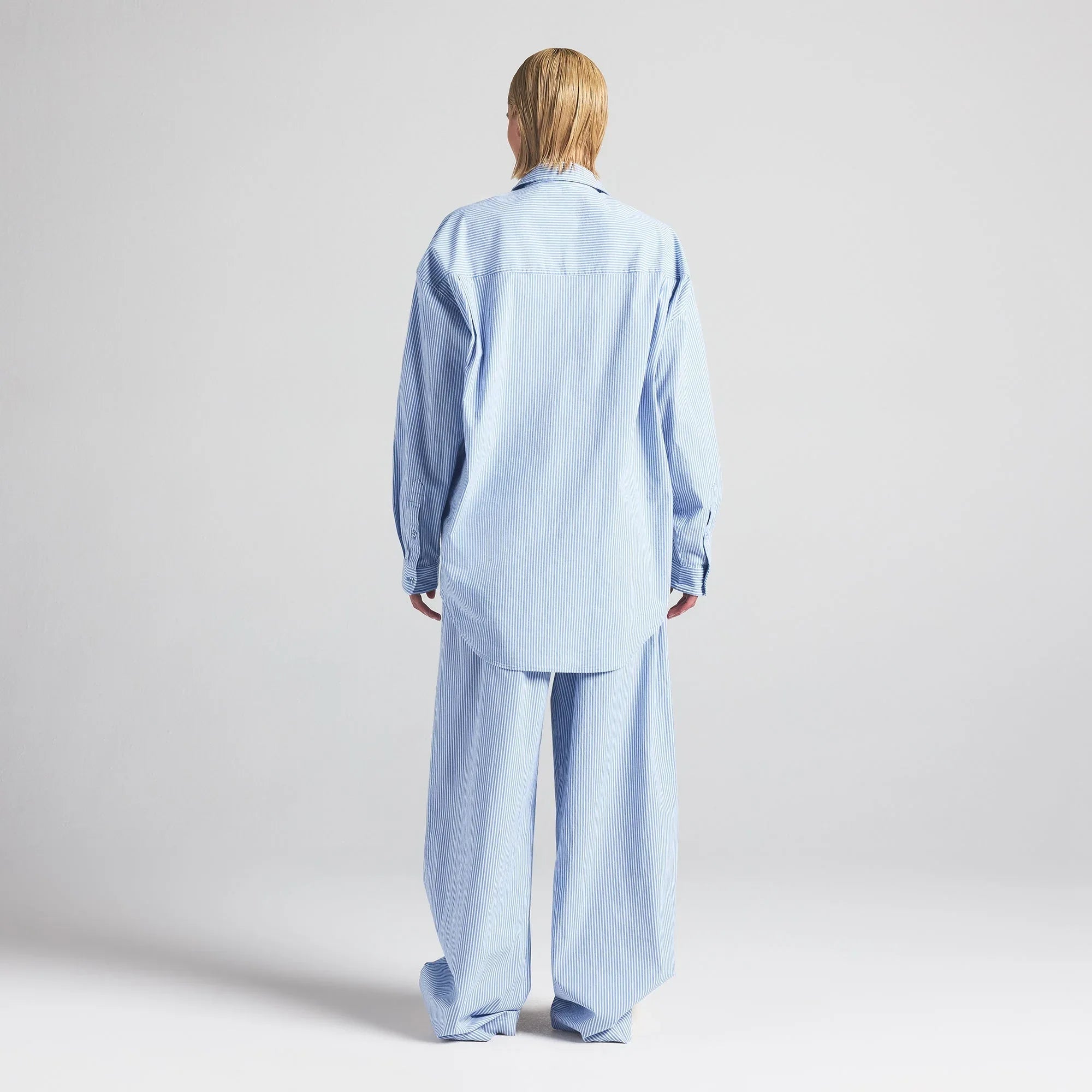 SKIMS COTTON POPLIN OVERSIZED SLEEP SET | CADET STRIPE - PİJAMA TAKIMI - My Suti