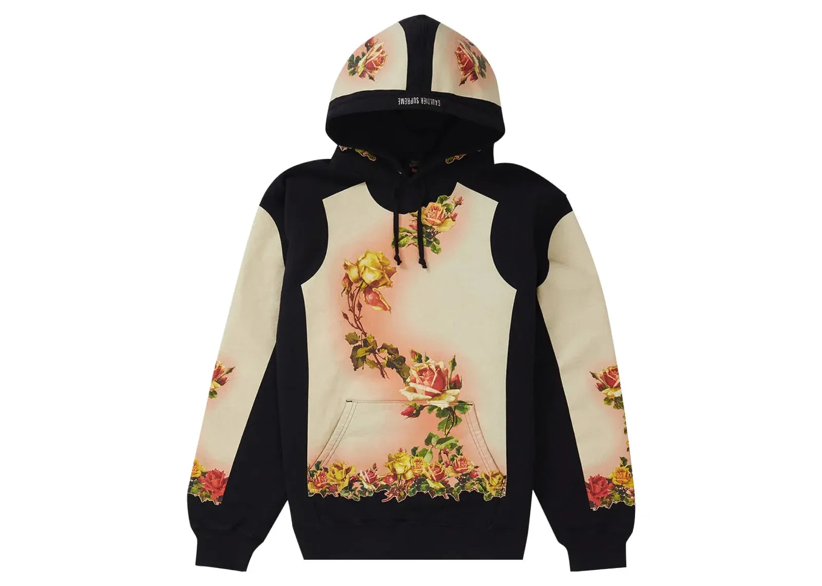 Supreme Jean Paul Gaultier Floral Print Hooded Sweatshirt Black - My Suti