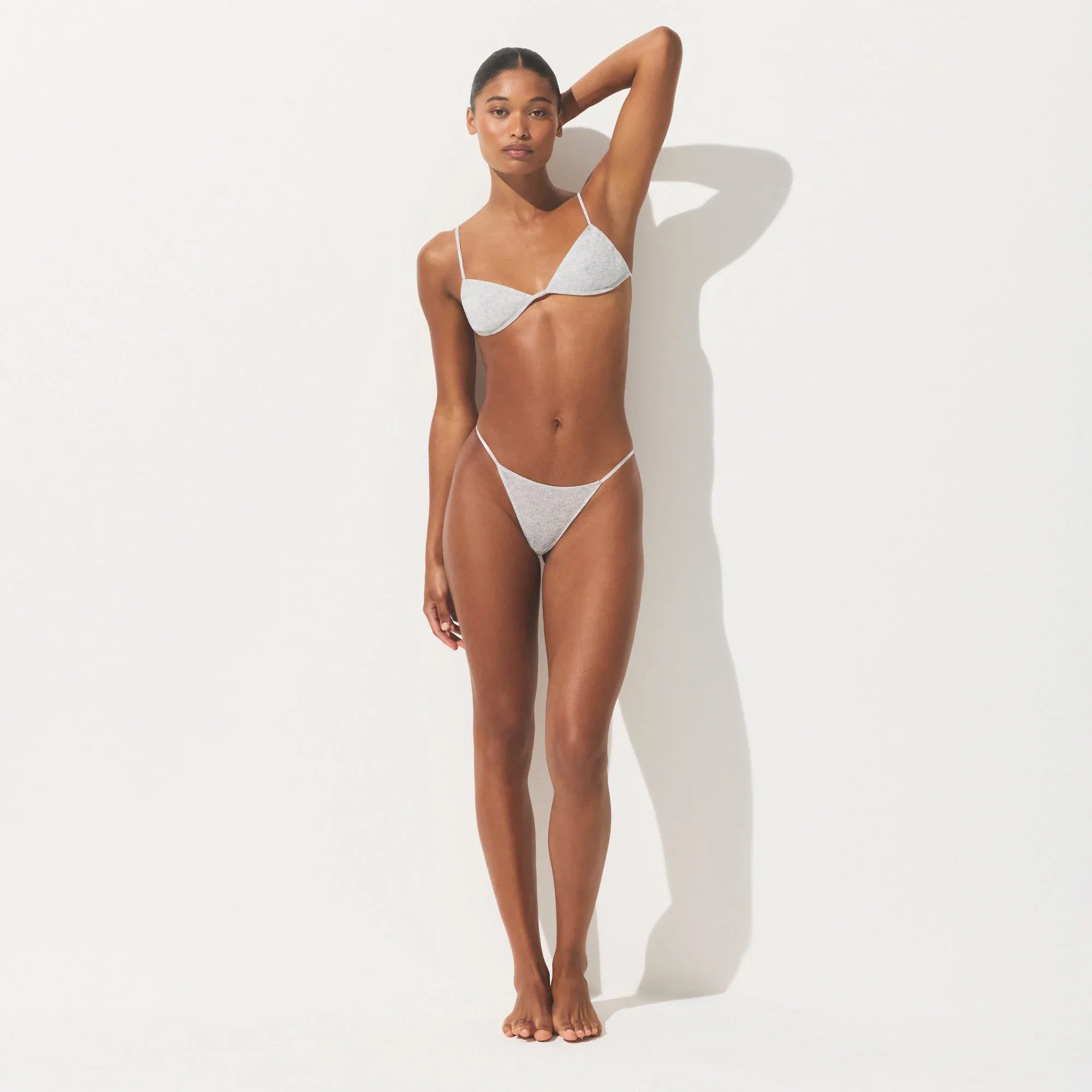 SKIMS SHEER COTTON STRING THONG | LIGHT HEATHER GREY - İP THONG - My Suti