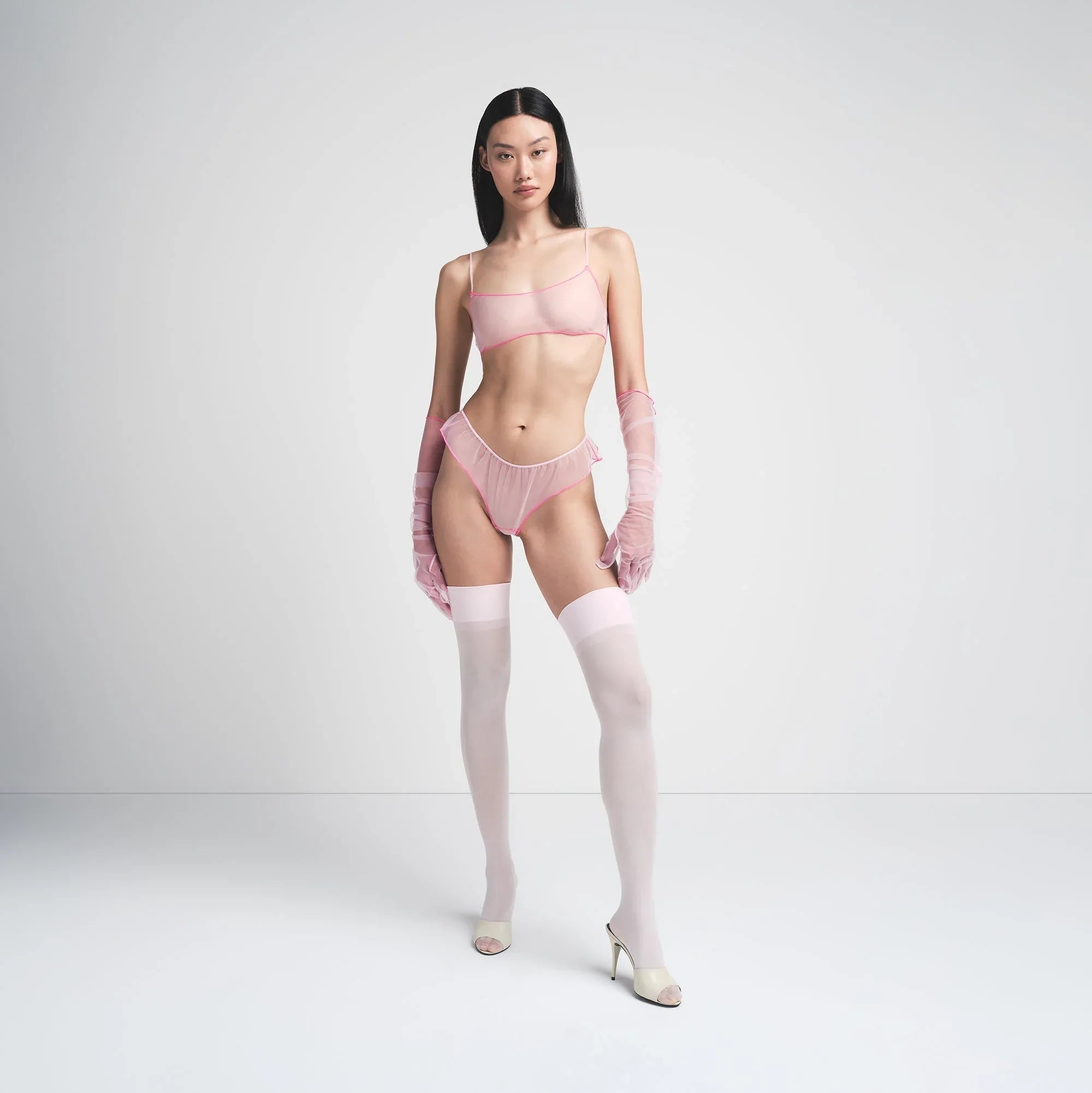 SKIMS TULLE THONG | CHERRY BLOSSOM CONTRAST - İP TANGA - My Suti