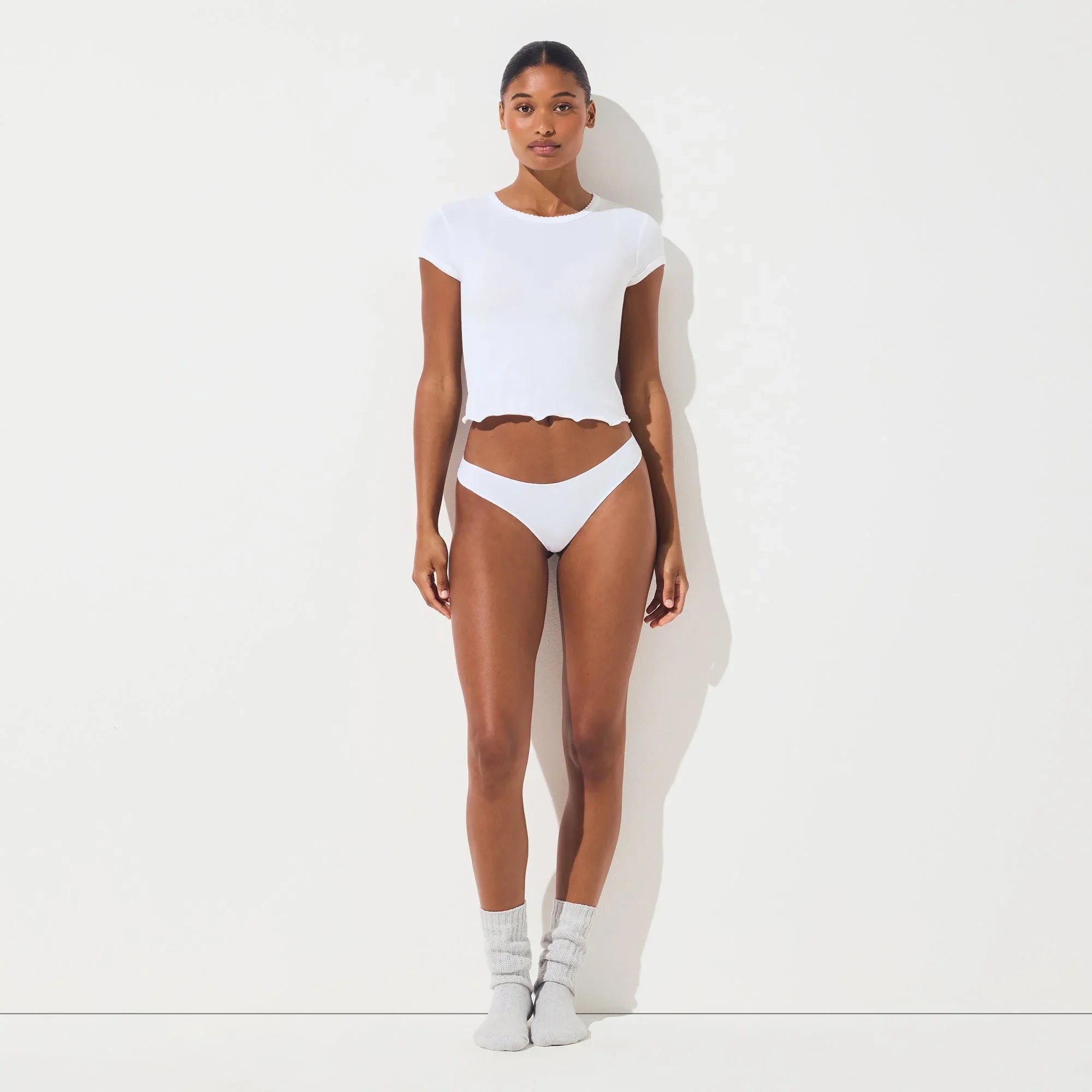 SKIMS LIGHTWEIGHT COTTON THONG | SNOW - İP THONG - My Suti