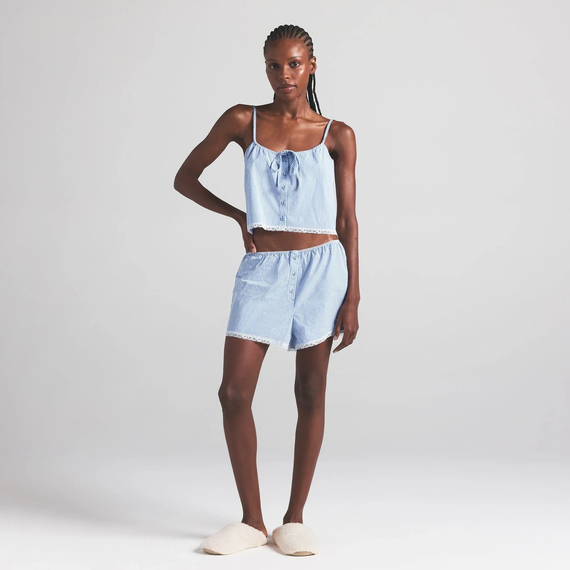 SKIMS COTTON POPLIN SLEEP CAMI | CADET STRIPE - SLEEP CAMİSİ - My Suti