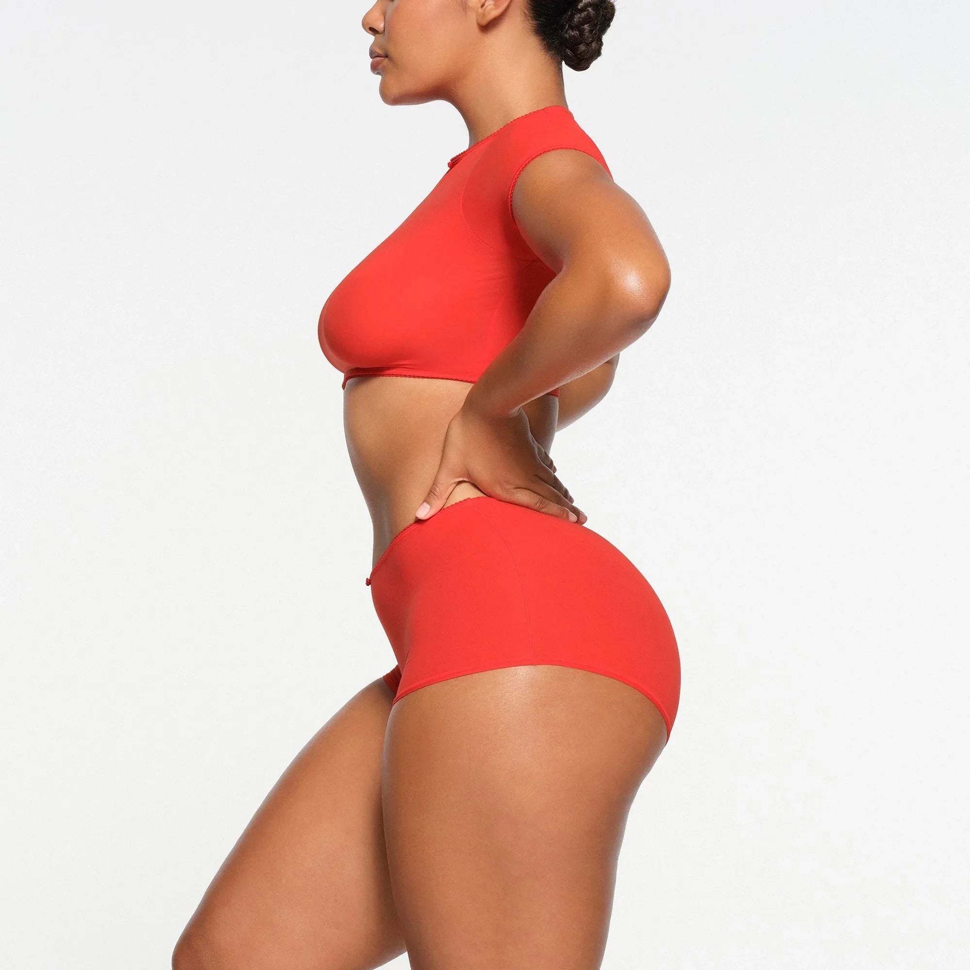 SKIMS FITS EVERYBODY PICOT SUPER CROPPED T-SHIRT | RUBY - TİŞÖRT - My Suti