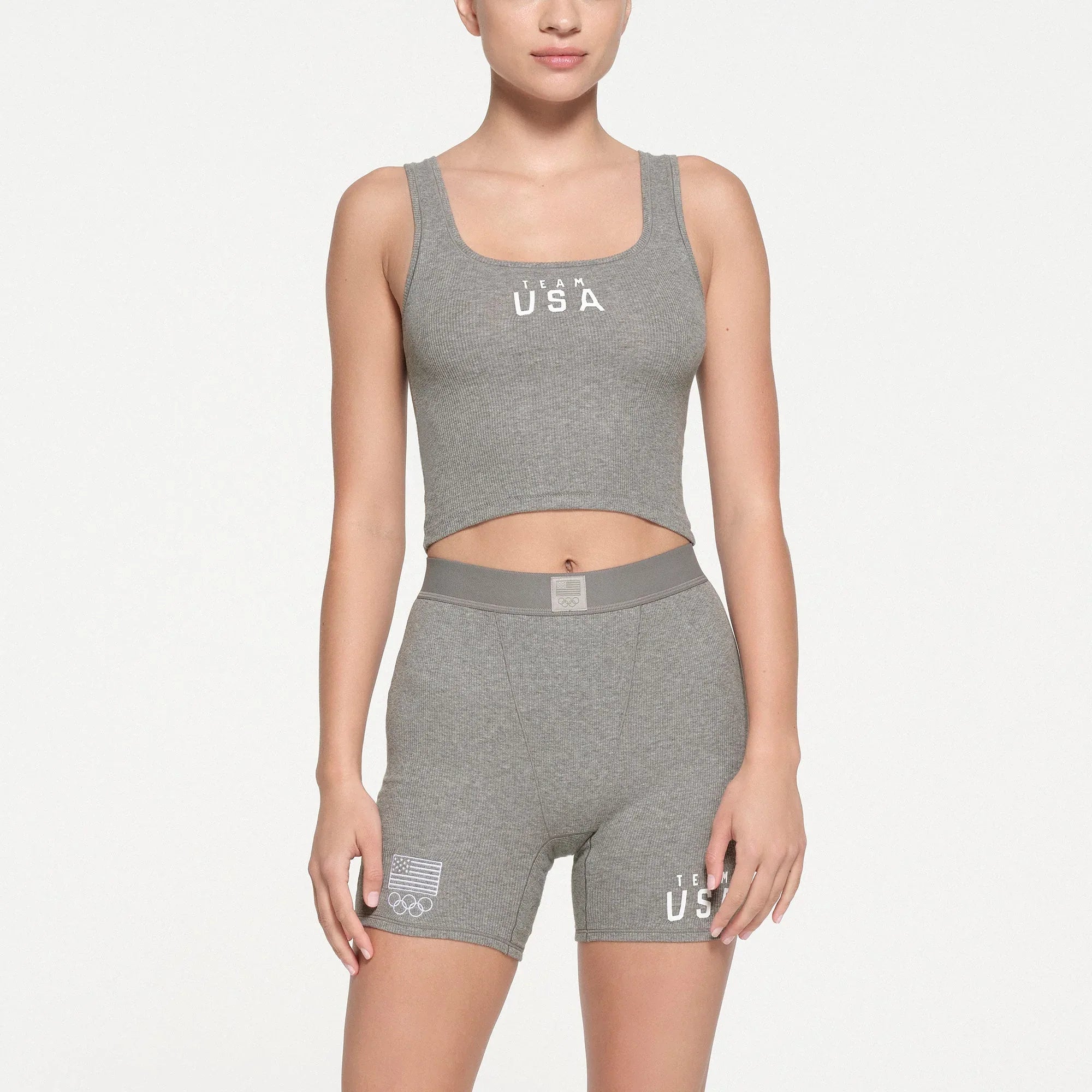 SKIMS FOR TEAM USA COTTON RIB OLYMPIC TANK | HEATHER GREY - KAMİZ - My Suti