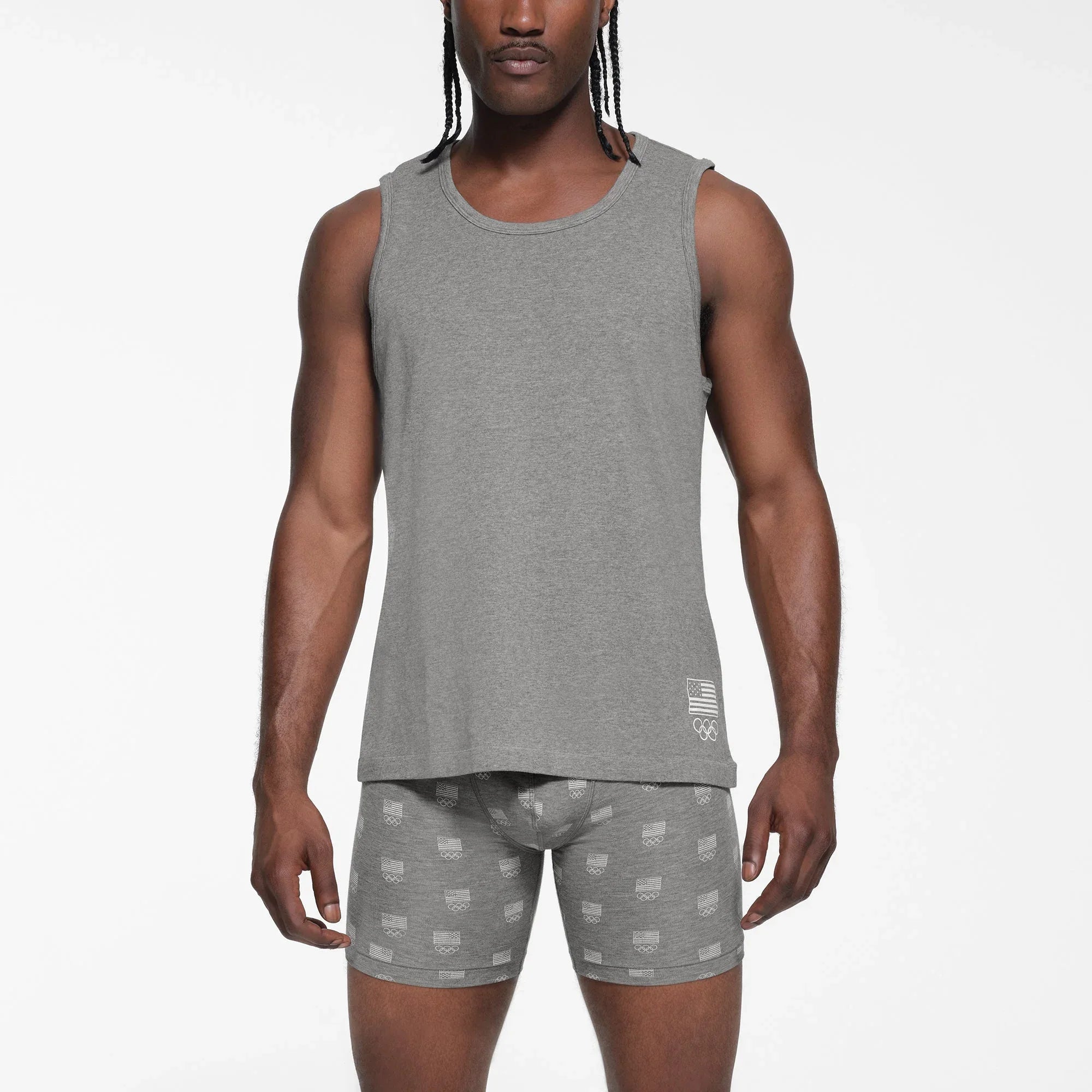 SKIMS FOR TEAM USA JERSEY SLEEP MENS OLYMPIC TANK | HEATHER GREY - TİŞÖRT - My Suti