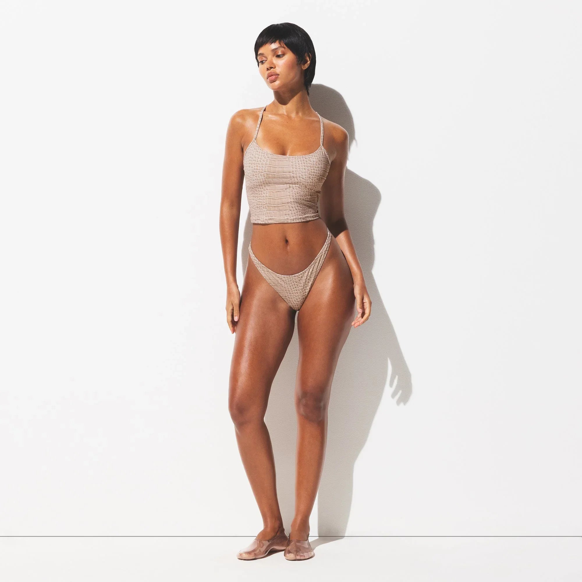 SKIMS SIGNATURE SWIM CAMI TOP | DUNE CROCODILE PRINT - ÜST - My Suti