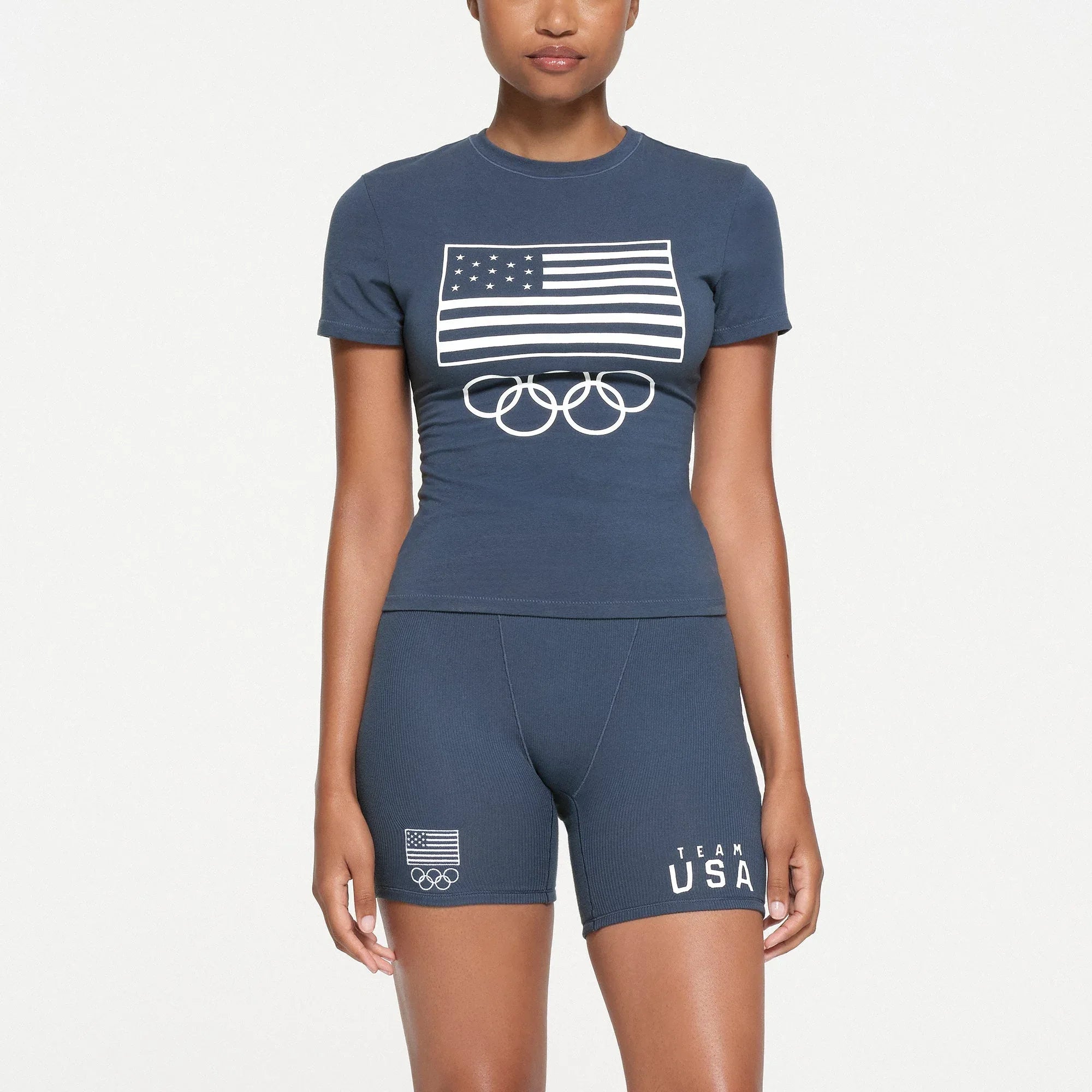 SKIMS FOR TEAM USA COTTON JERSEY OLYMPIC T-SHIRT | NAVY - TİŞÖRT - My Suti
