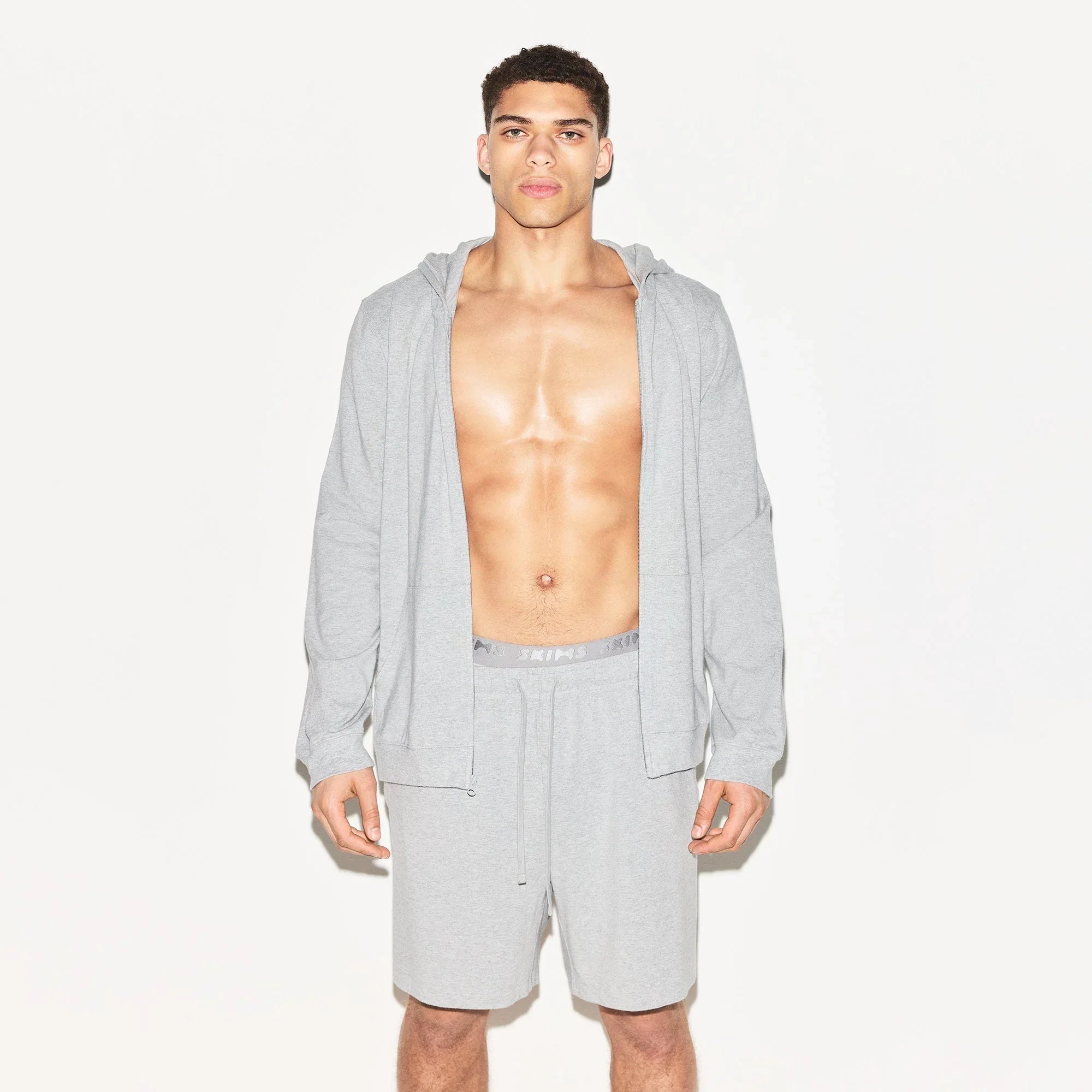 SKIMS JERSEY LOUNGE MENS ZIP UP HOODIE | HEATHER GREY - KAPŞONLU SWEATSHIRT - My Suti