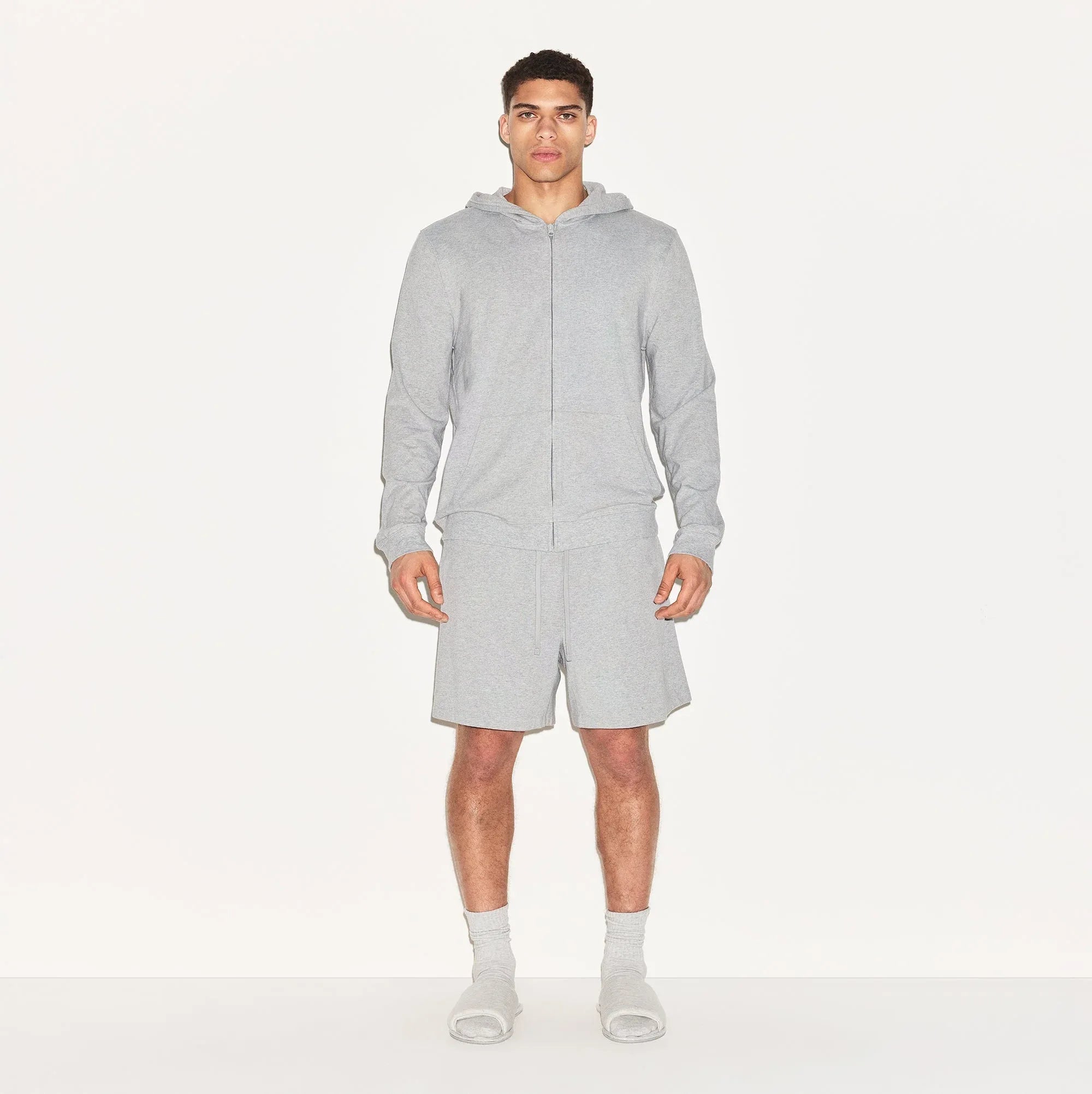 SKIMS JERSEY LOUNGE MENS ZIP UP HOODIE | HEATHER GREY - KAPŞONLU SWEATSHIRT - My Suti