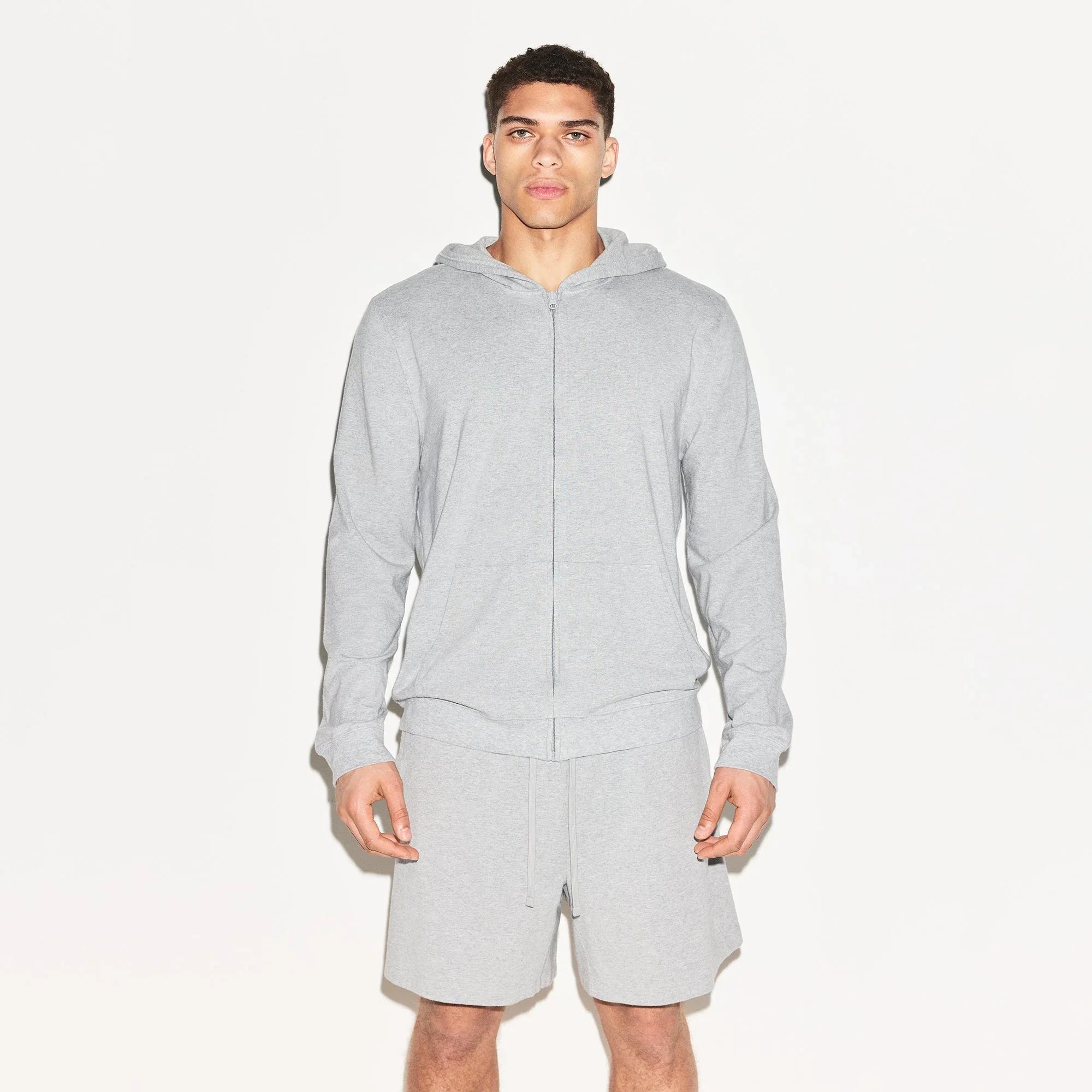 SKIMS JERSEY LOUNGE MENS ZIP UP HOODIE | HEATHER GREY - KAPŞONLU SWEATSHIRT - My Suti