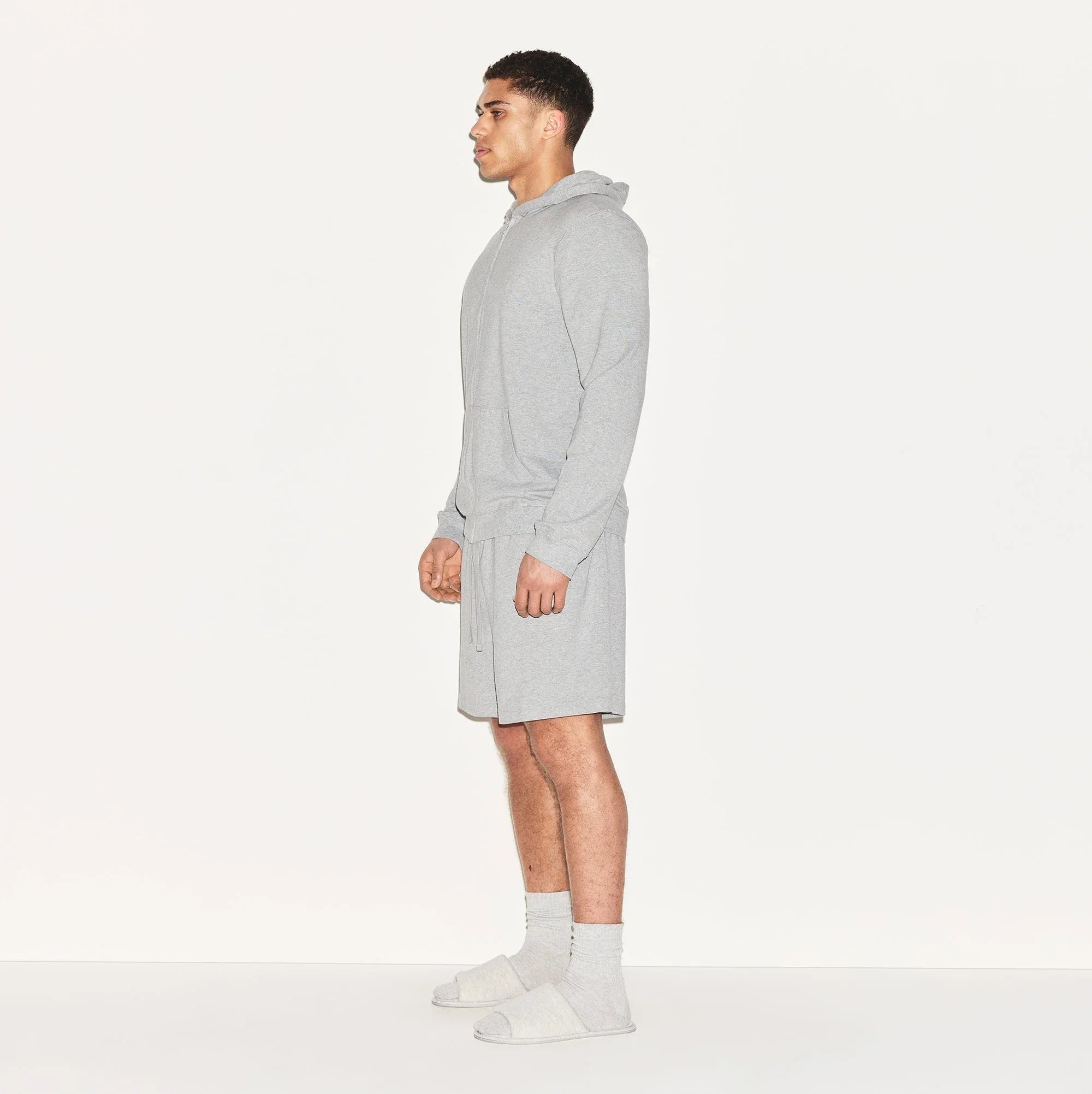 SKIMS JERSEY LOUNGE MENS ZIP UP HOODIE | HEATHER GREY - KAPŞONLU SWEATSHIRT - My Suti