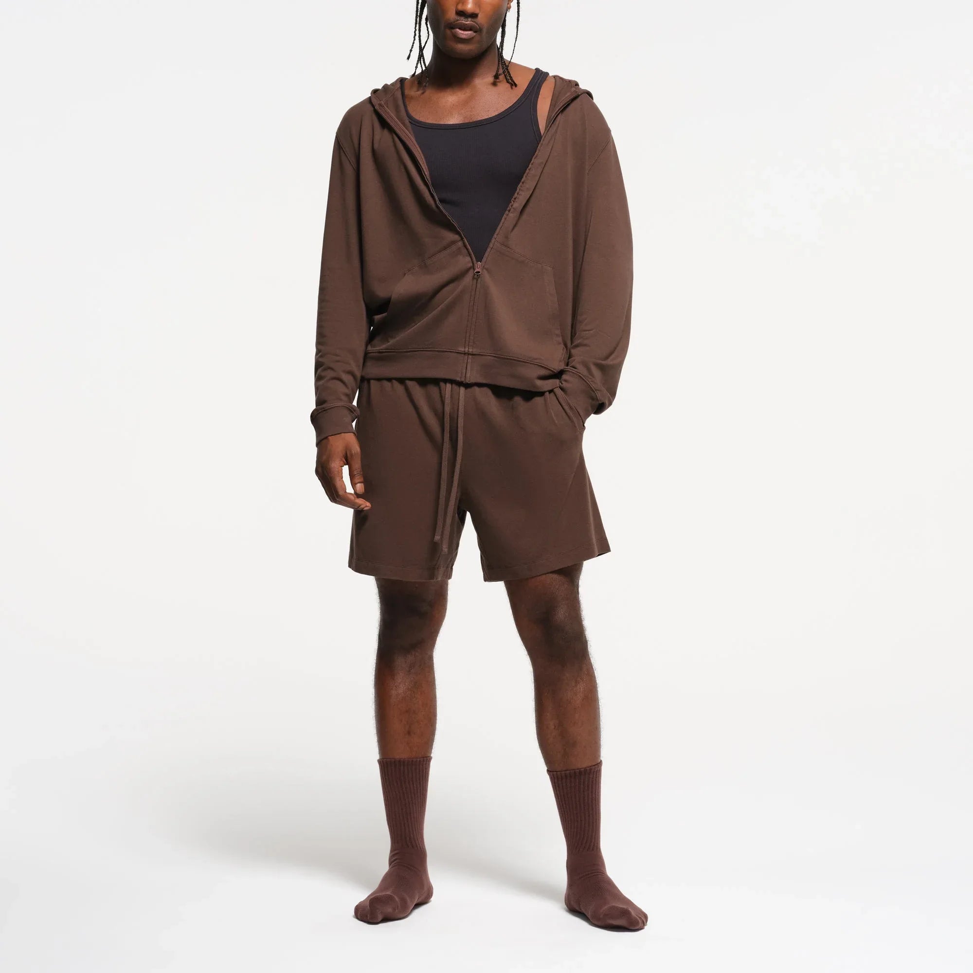 SKIMS JERSEY LOUNGE MENS ZIP UP HOODIE | MUD - KAPŞONLU SWEATSHIRT - My Suti