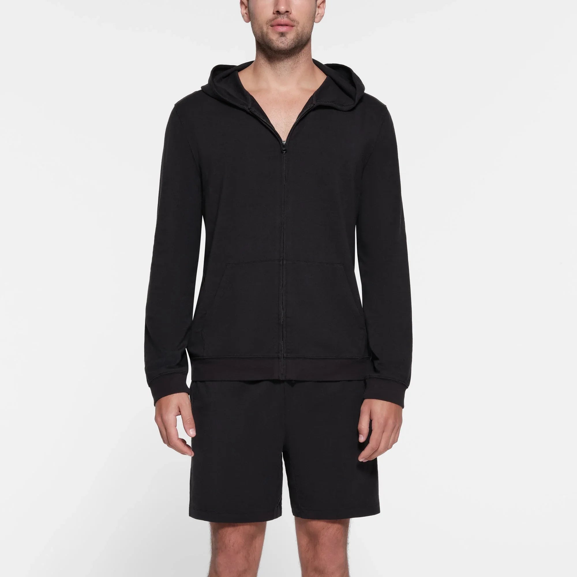 SKIMS JERSEY LOUNGE MENS ZIP UP HOODIE | OBSIDIAN - KAPŞONLU SWEATSHIRT - My Suti