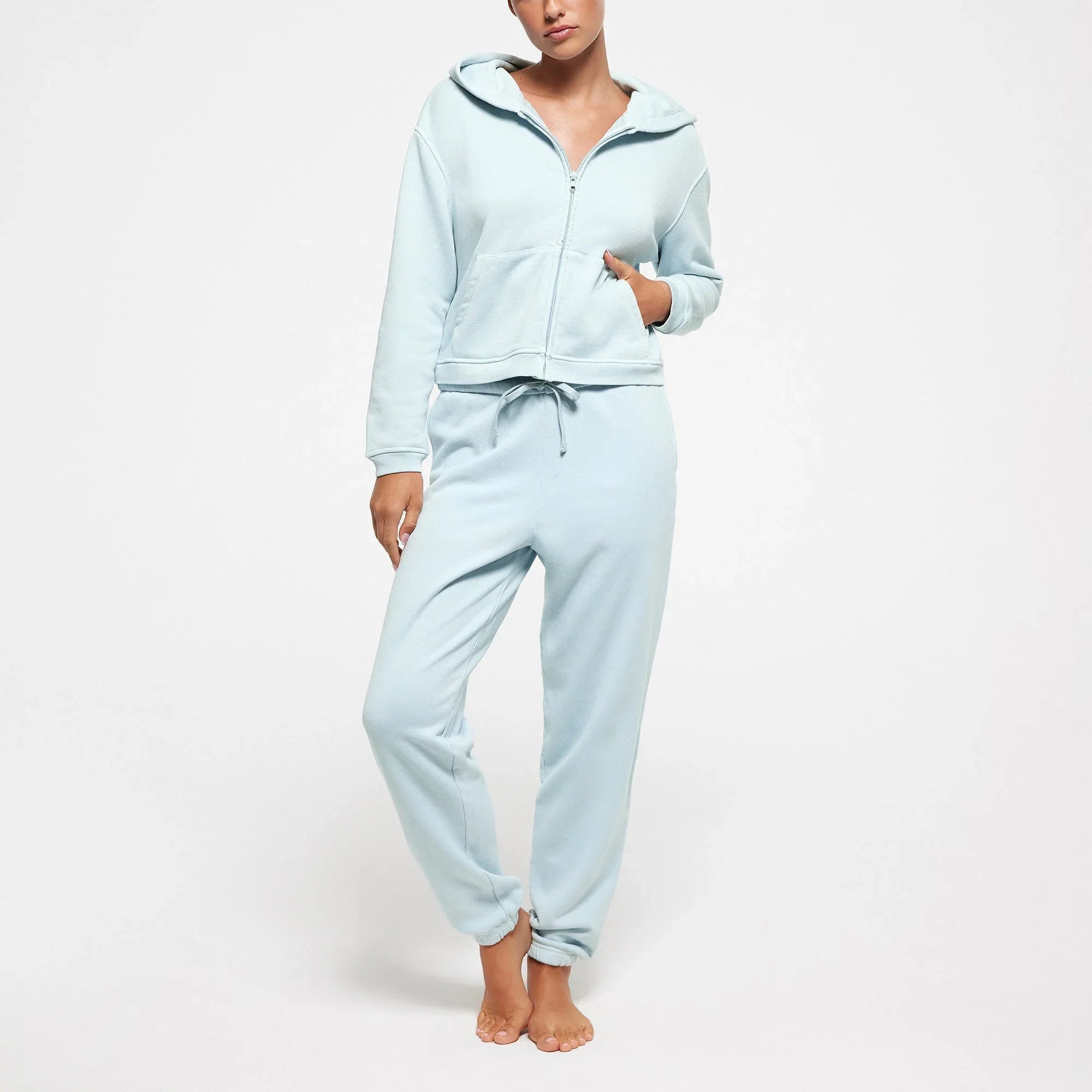 SKIMS FRENCH TERRY SHRUNKEN ZIP UP HOODIE | OPAL - KAPŞONLU ÜST - My Suti